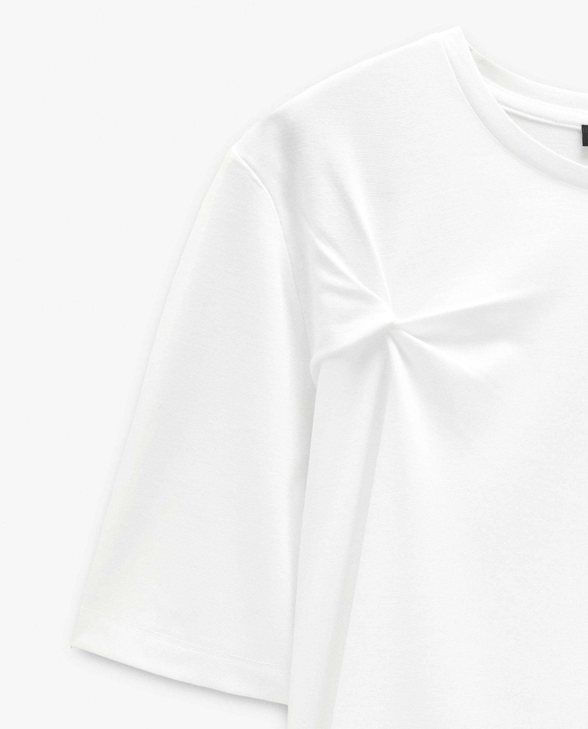 Camiseta de mujer de manga corta con fruncido - Parfois - Blanco Blanco-6