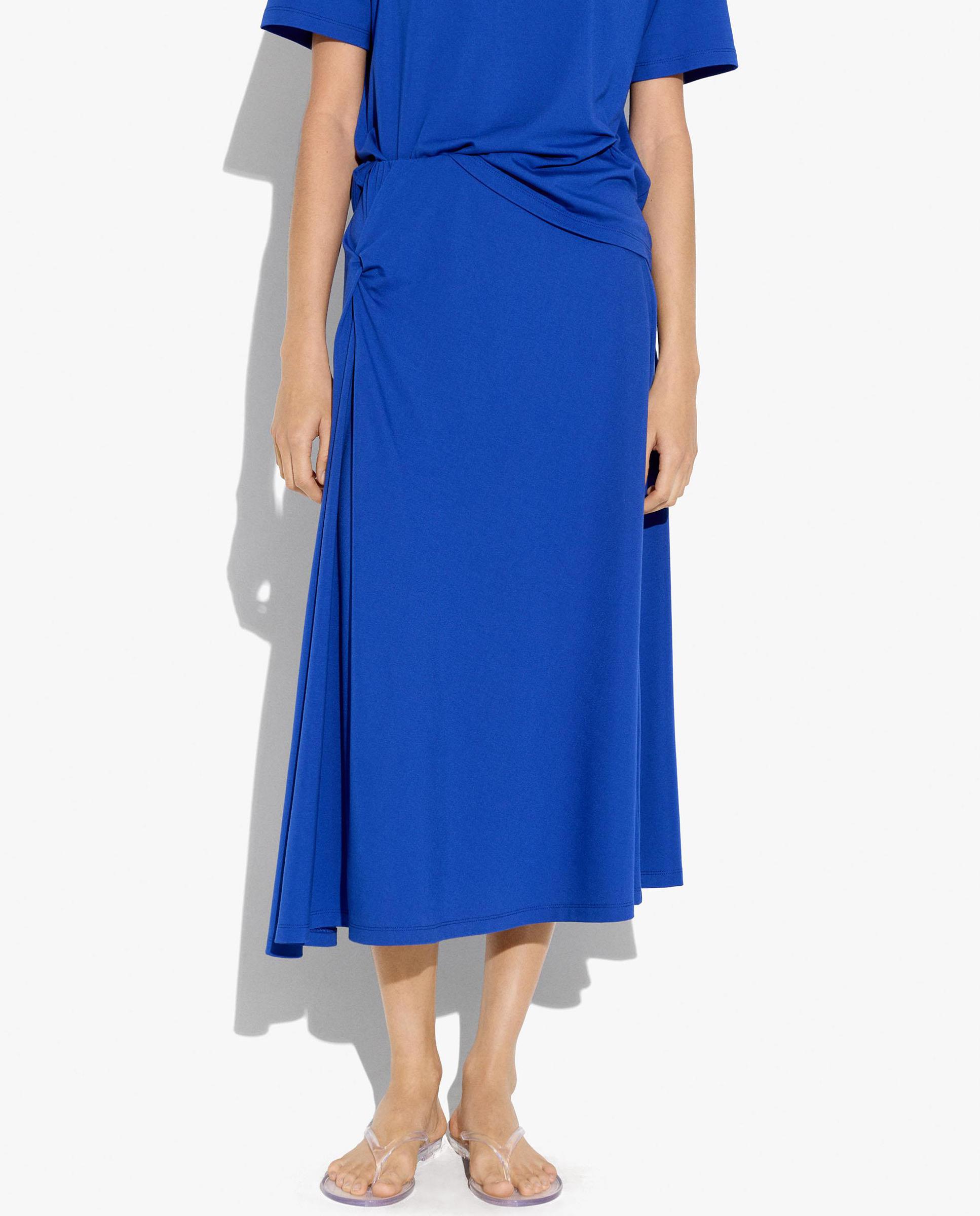 Falda midi con fruncido y vuelo - Parfois - Azul Azul-2