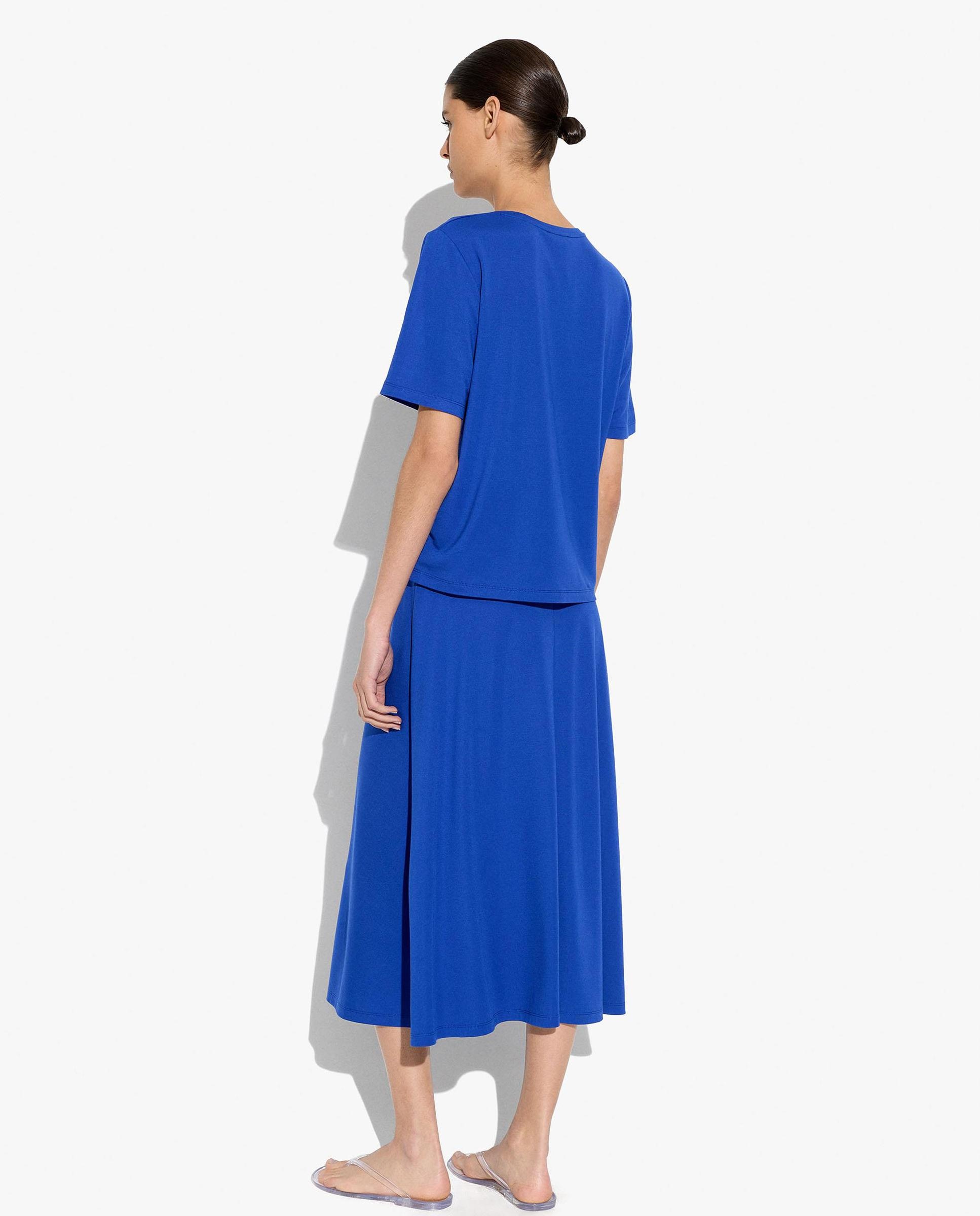 Falda midi con fruncido y vuelo - Parfois - Azul Azul-4