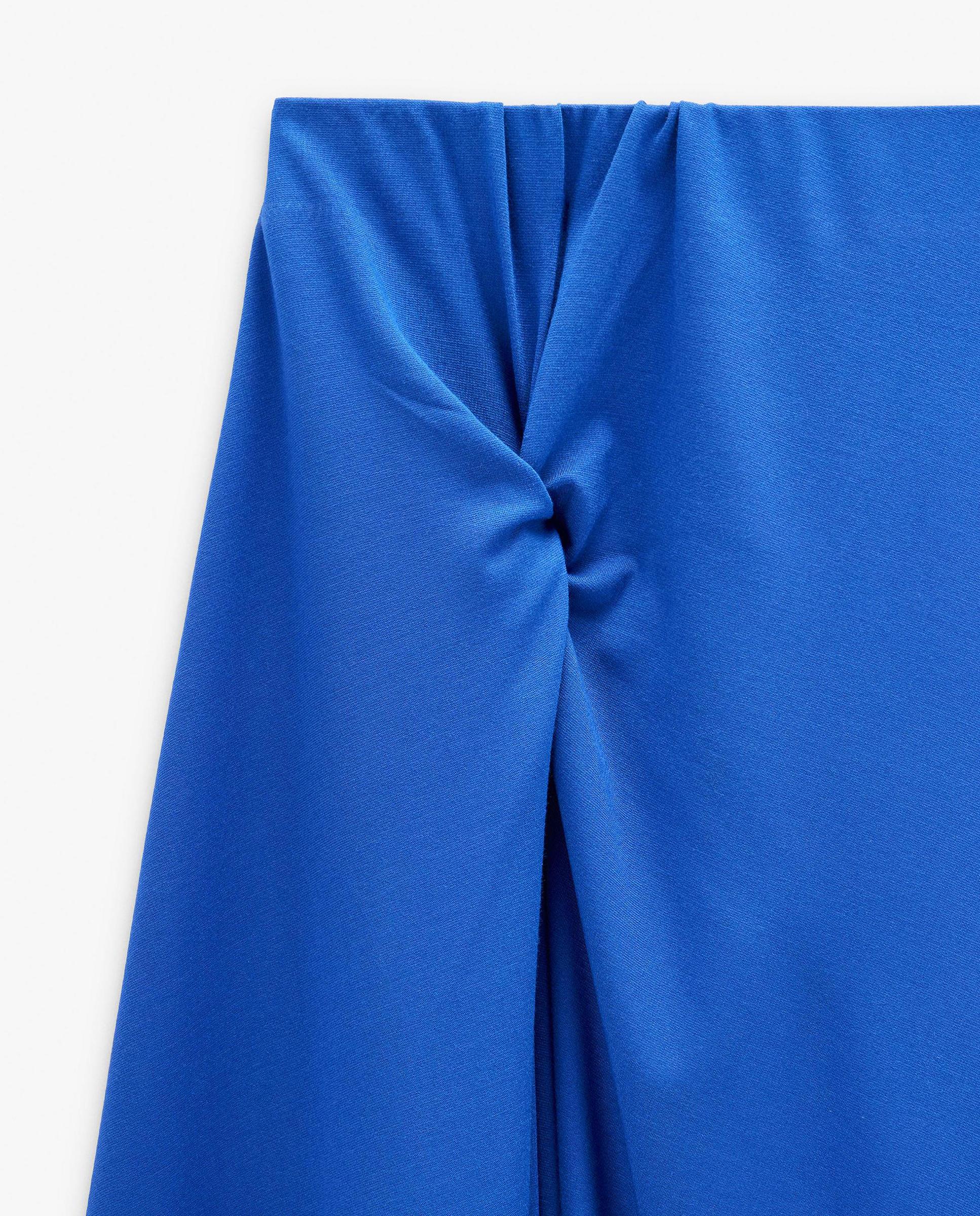 Falda midi con fruncido y vuelo - Parfois - Azul Azul-6