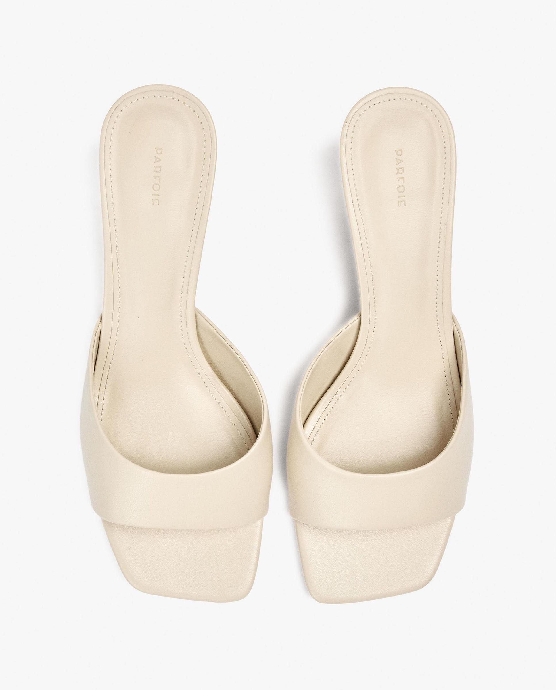 Sandalias de tacón de mujer con tira ancha en liso - Parfois - Crudo Crudo-3