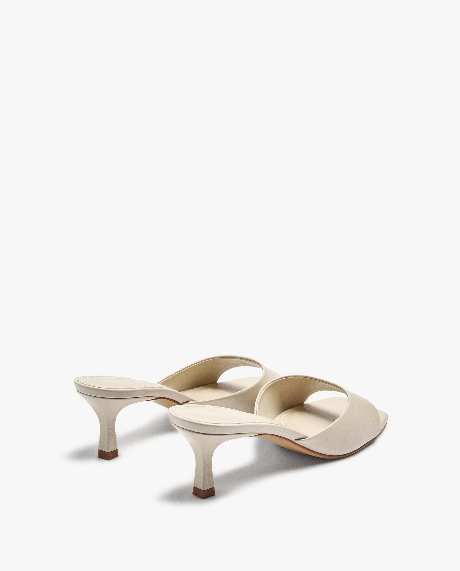 Sandalias de tacón de mujer con tira ancha en liso - Parfois - Crudo Crudo-4