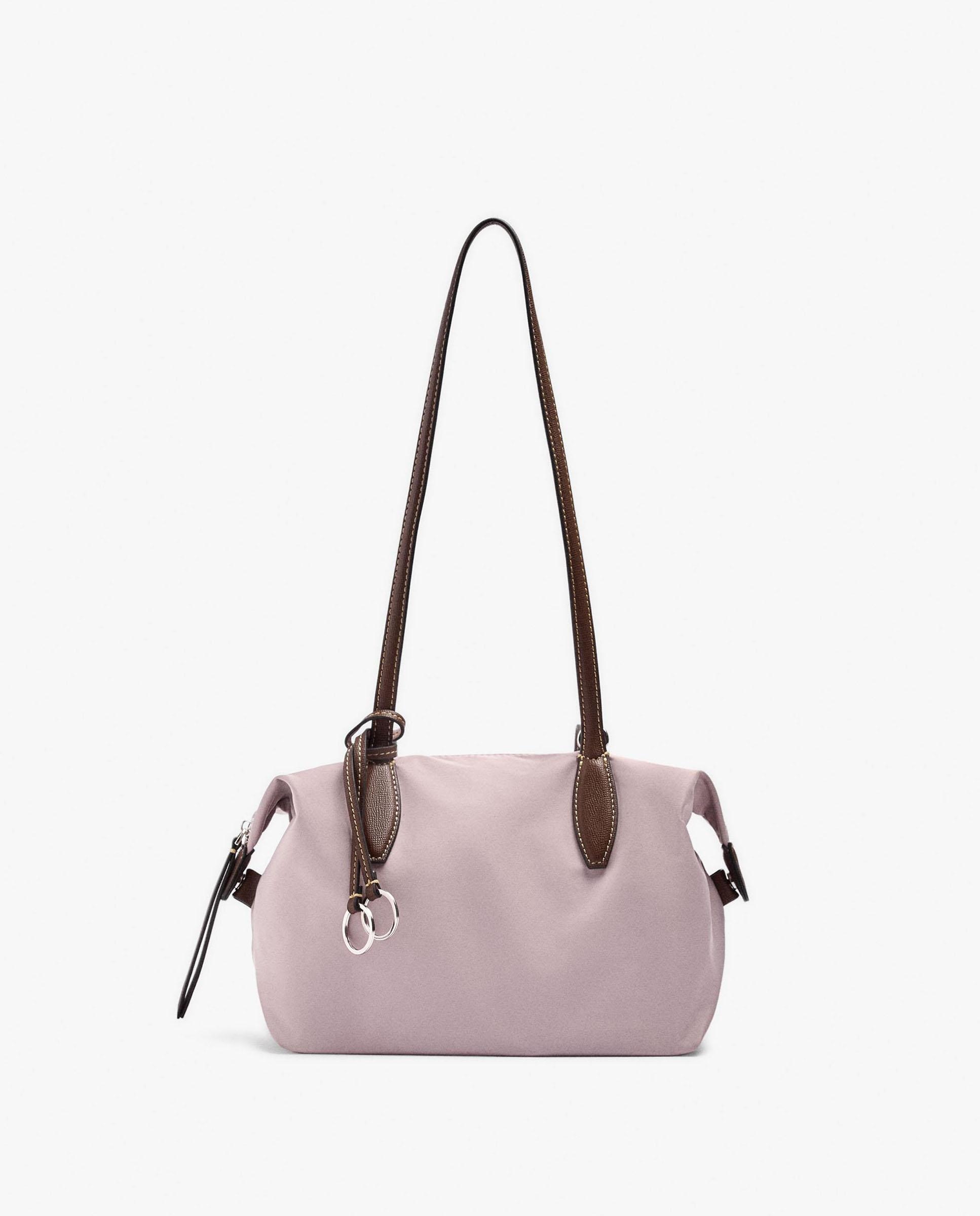 Shopper grande con cierre de cremallera en liso - Parfois - Rosa Rosa-5