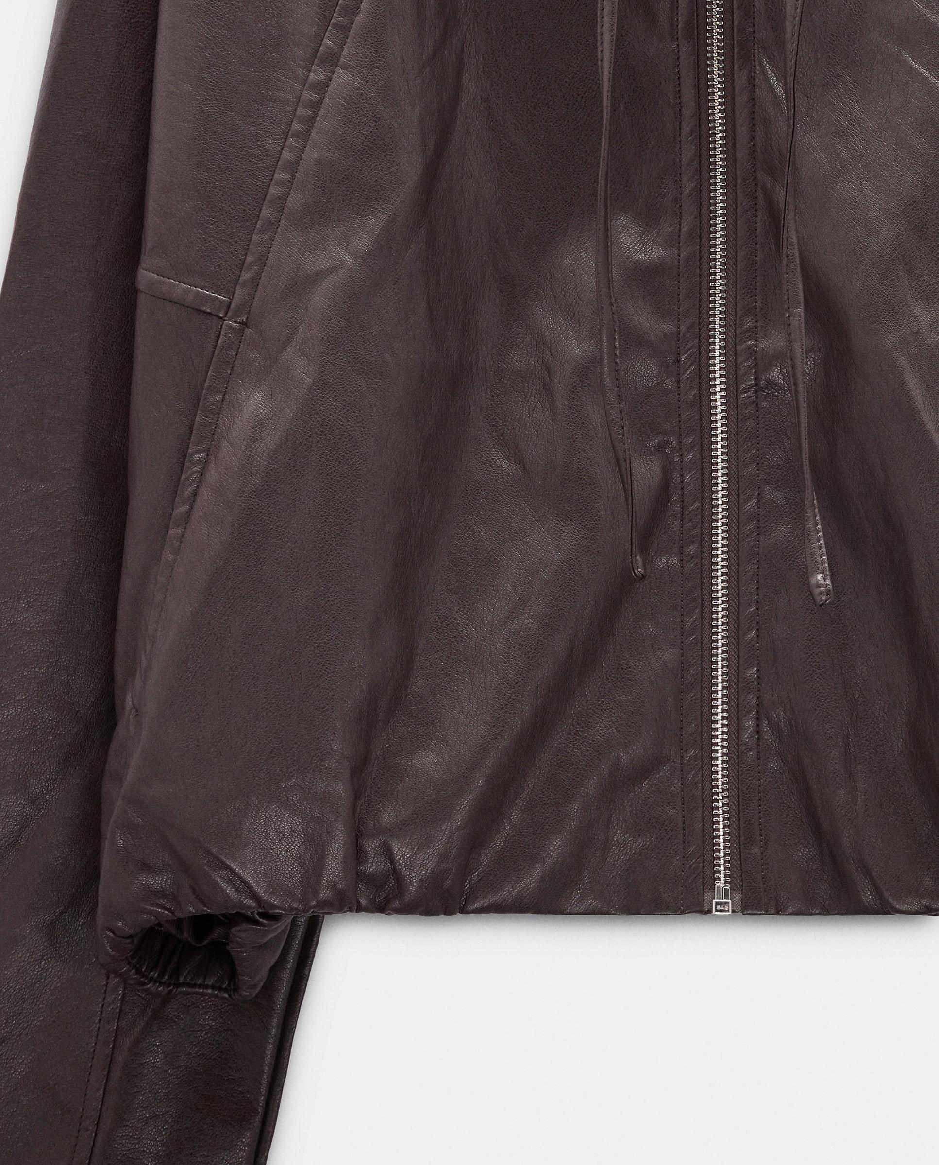 Chaqueta de mujer efecto piel con cierre de cremallera en liso - Parfois - Marrón oscuro Marrón oscuro-6
