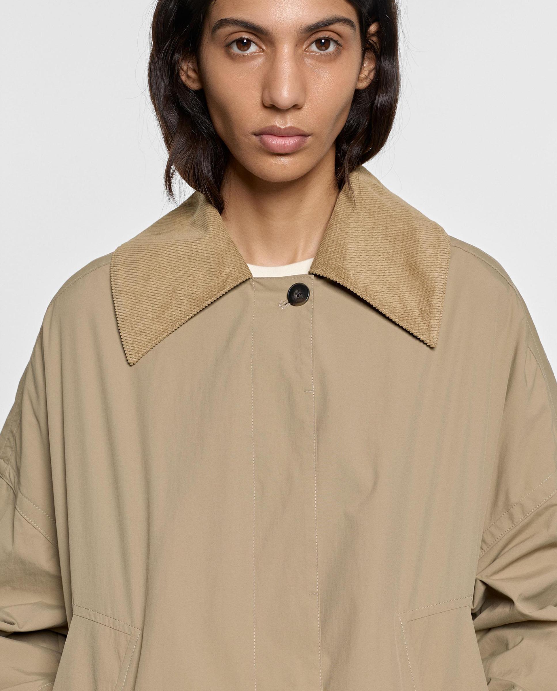 Parka de mujer con contraste de texturas y botones - Parfois - Beige Beige-5