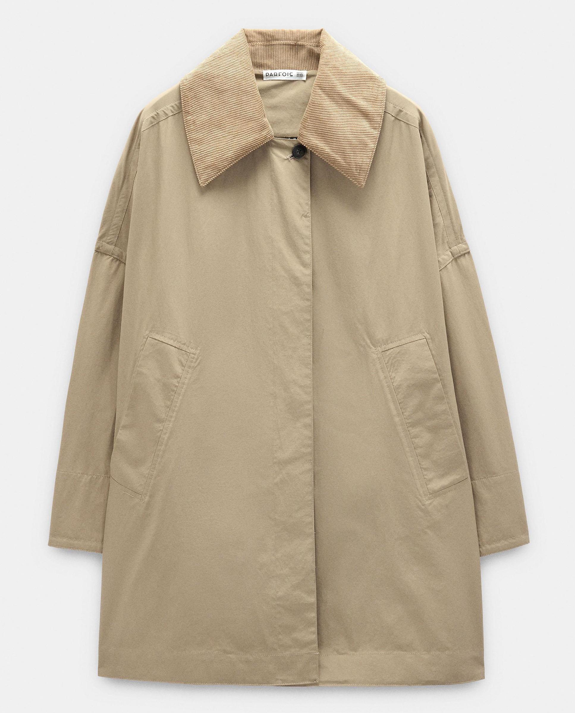 Parka de mujer con contraste de texturas y botones - Parfois - Beige Beige-7