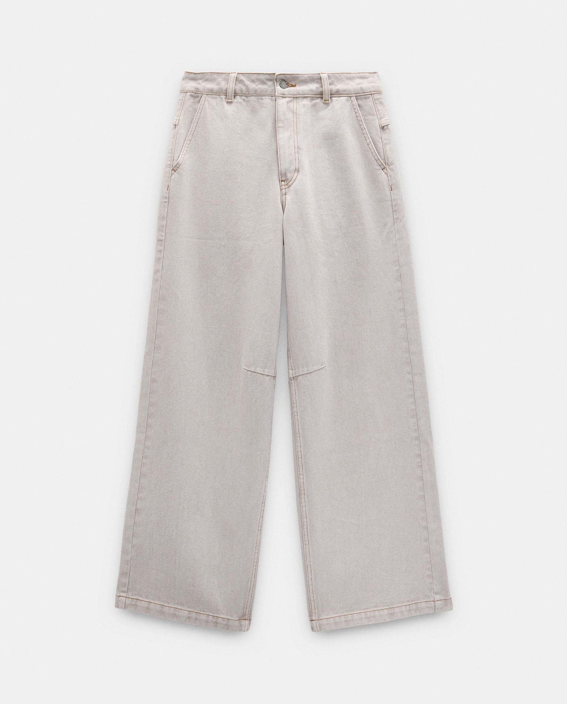 Vaqueros anchos de mujer 100% algodón en liso - Parfois - Gris Gris-6