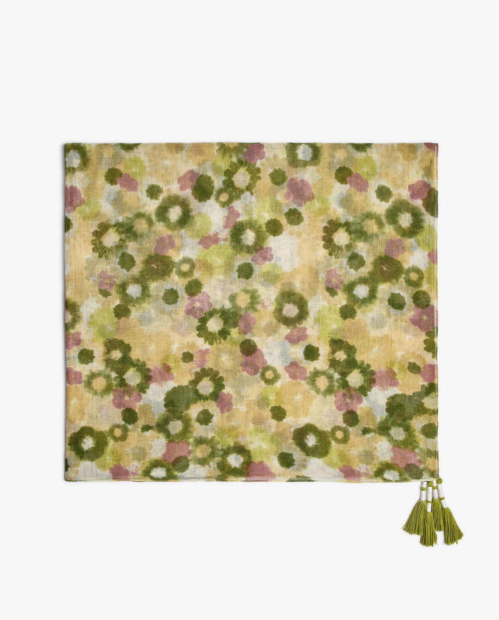 Pañuelo 100% algodón con estampado floral - Parfois - Verde Verde-1