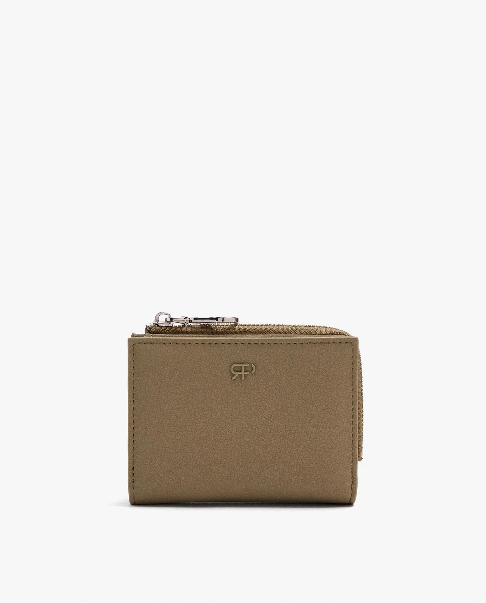 Cartera de mujer pequeña con cierre de cremallera en liso - Parfois - Kaki Kaki-1