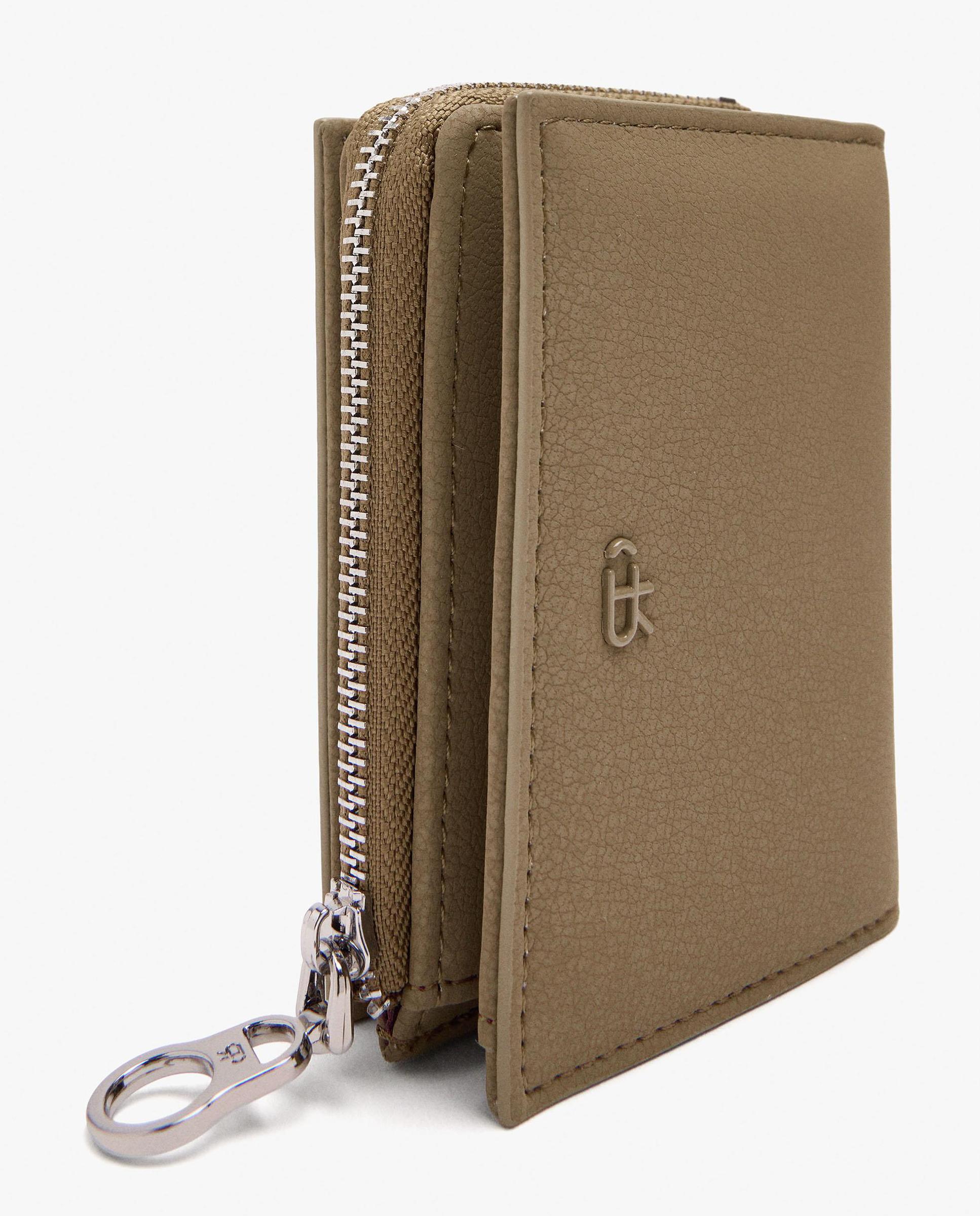 Cartera de mujer pequeña con cierre de cremallera en liso - Parfois - Kaki Kaki-3