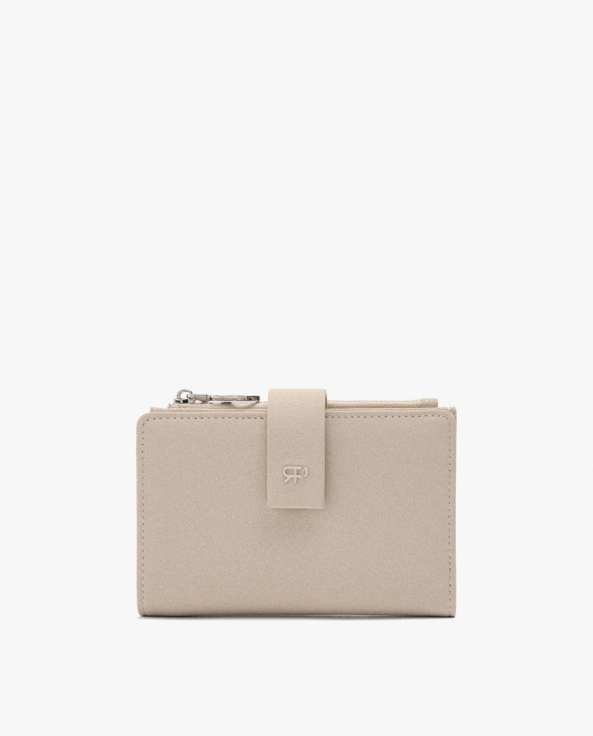 Cartera de mujer mediana con cierre de cremallera en liso - Parfois - Natural Natural-1