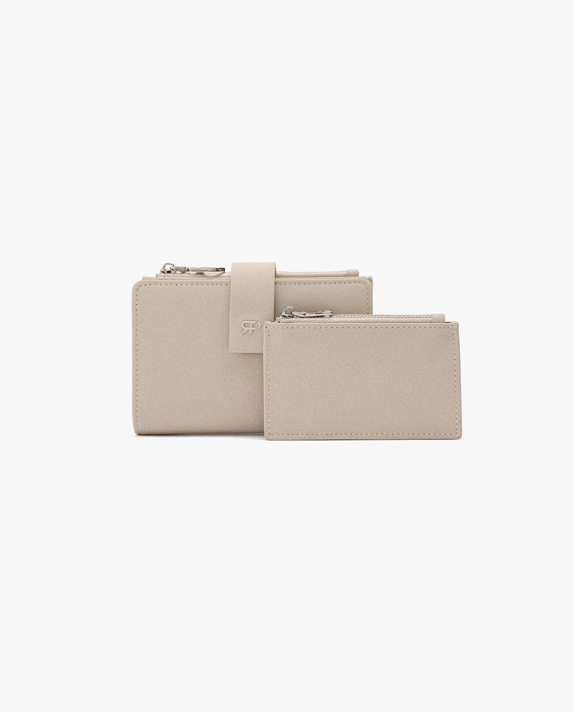 Cartera de mujer mediana con cierre de cremallera en liso - Parfois - Natural Natural-3