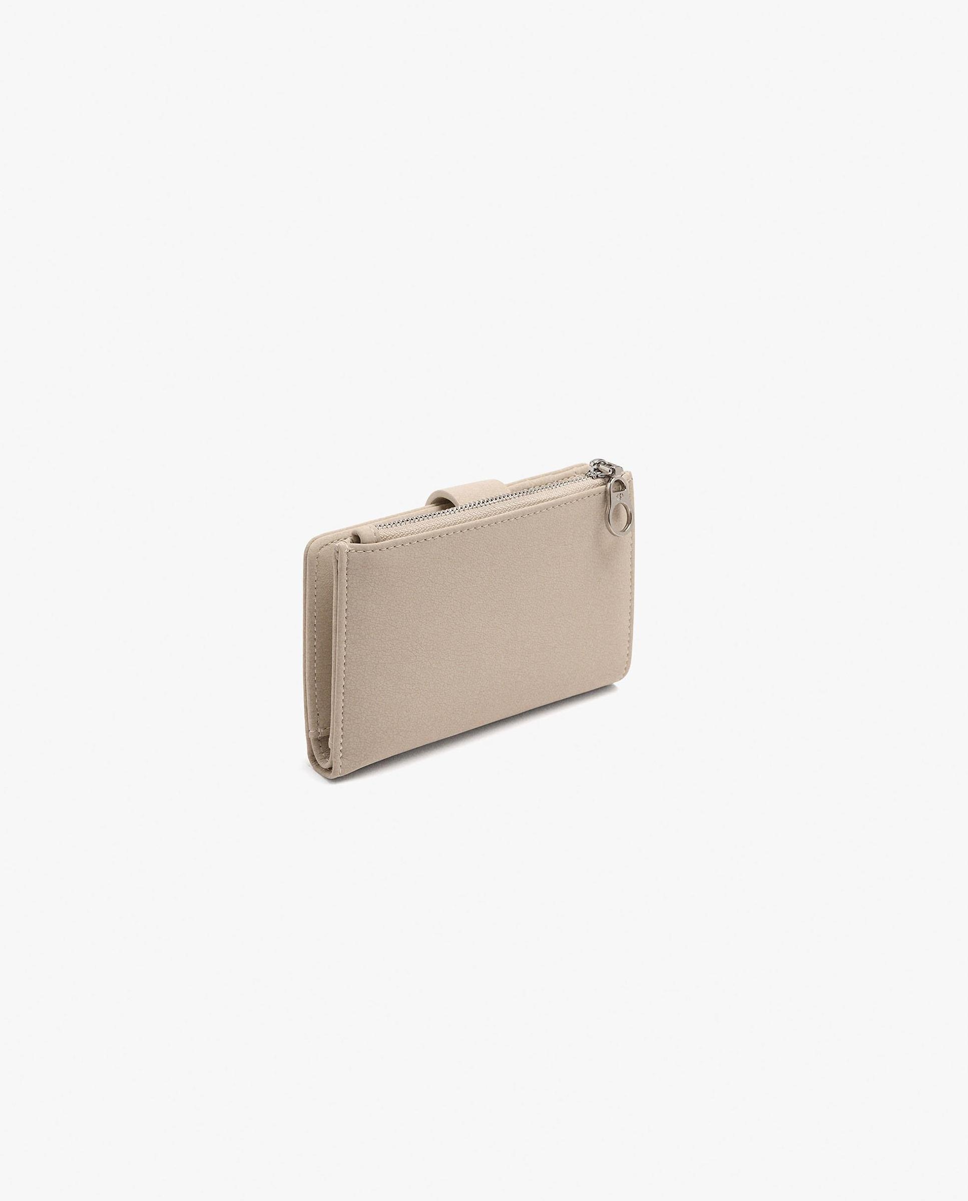Cartera de mujer mediana con cierre de cremallera en liso - Parfois - Natural Natural-4