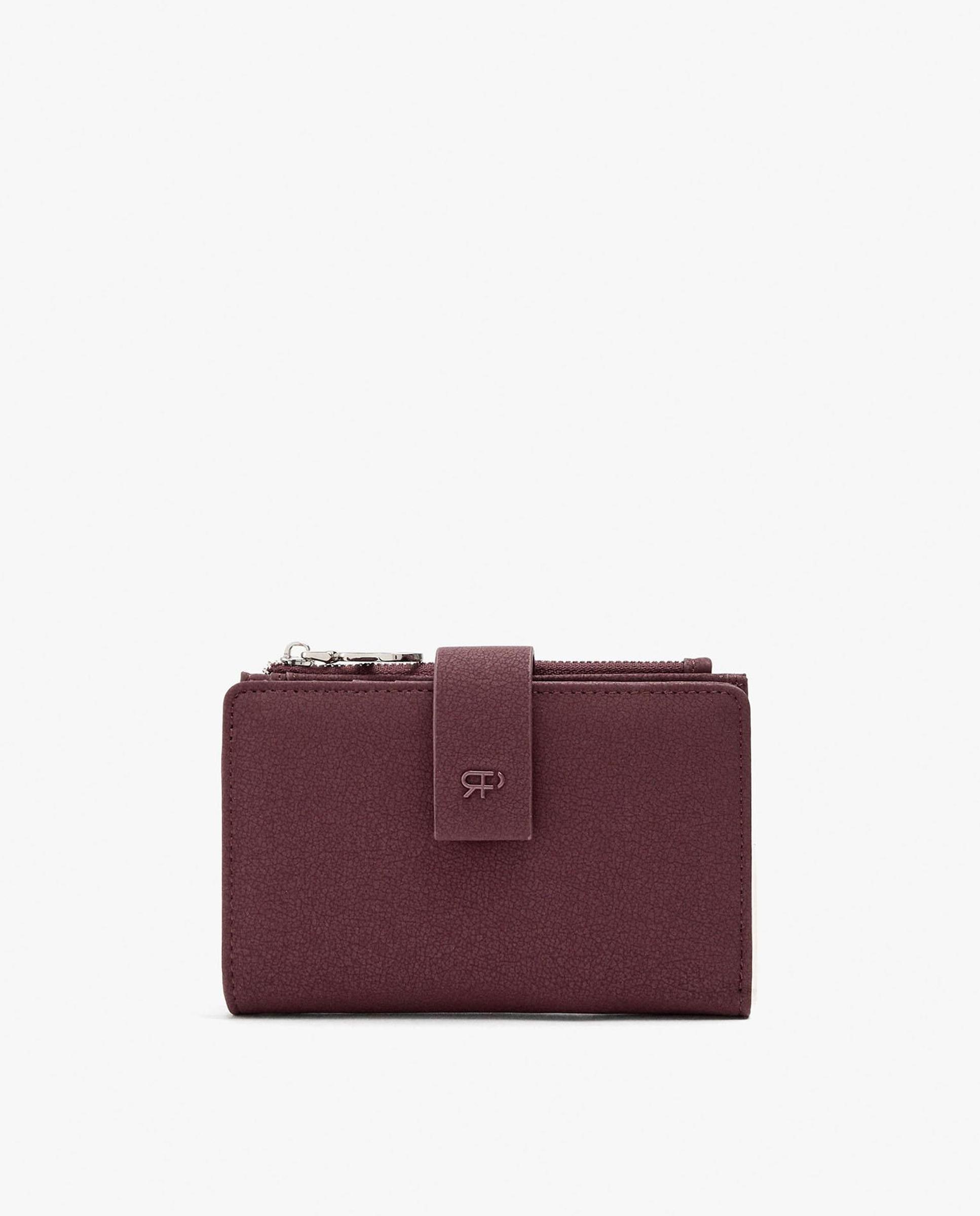 Cartera de mujer mediana con cierre de cremallera en liso - Parfois - Burdeos Burdeos-1