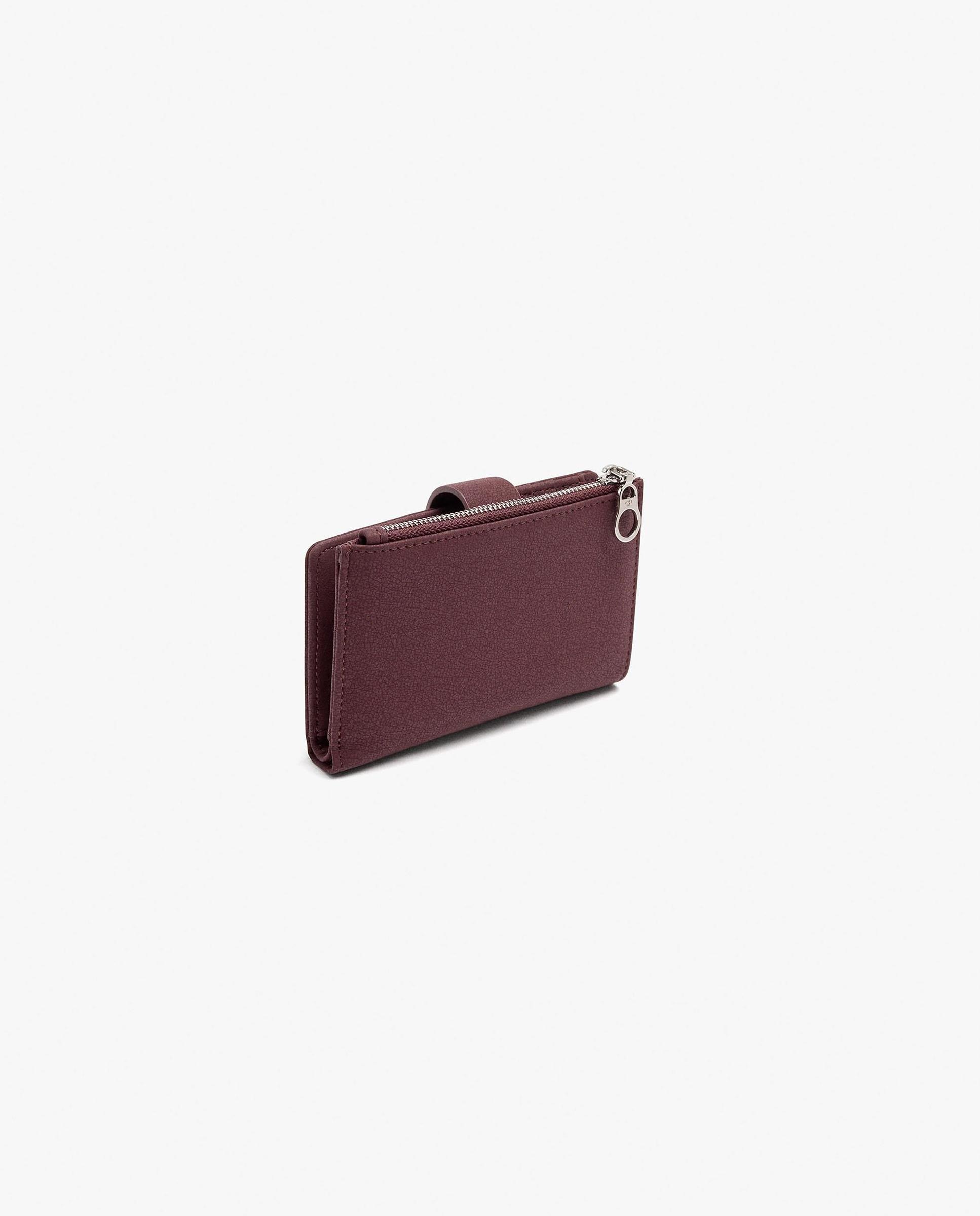 Cartera de mujer mediana con cierre de cremallera en liso - Parfois - Burdeos Burdeos-4
