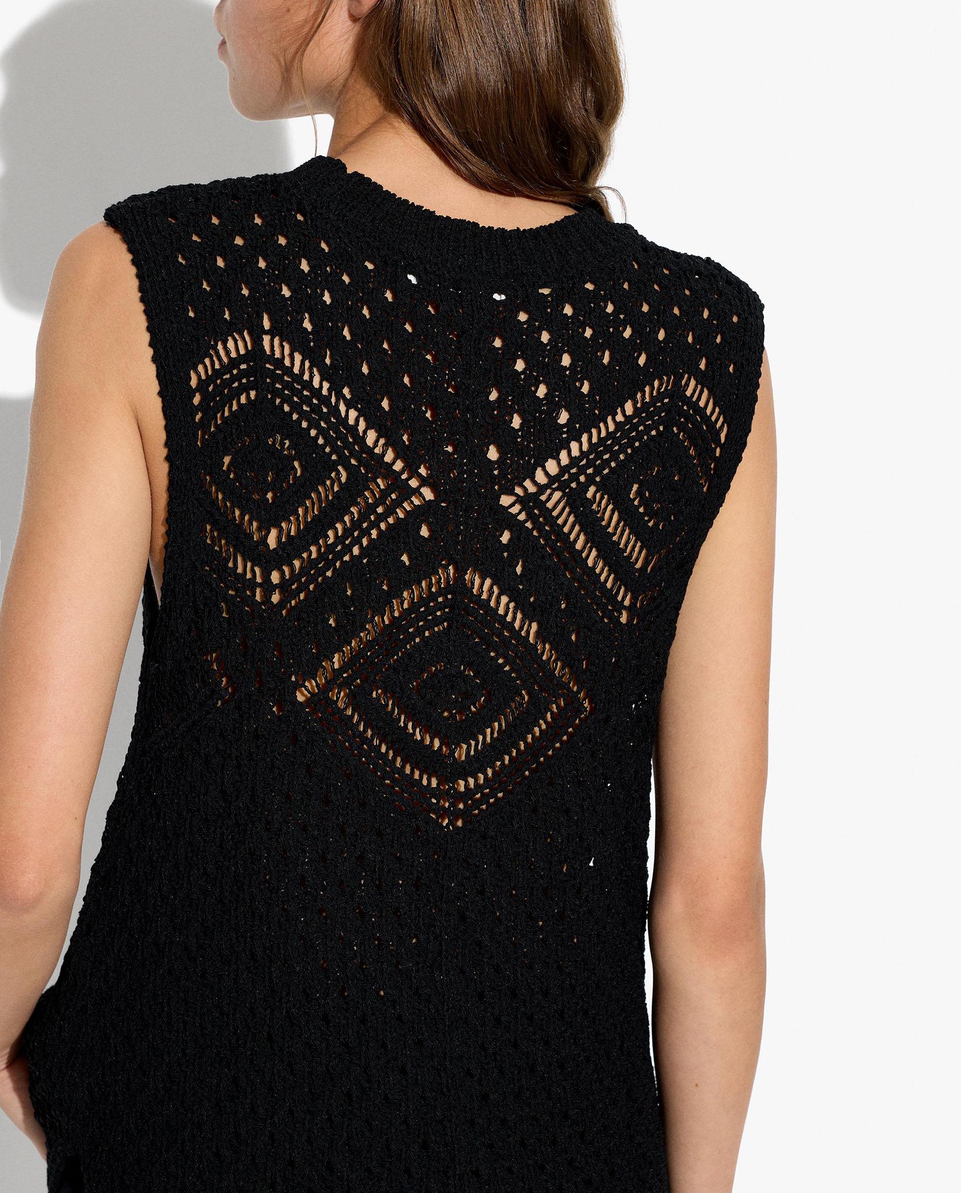 Top de mujer de crochet en liso - Parfois - Negro Negro-4