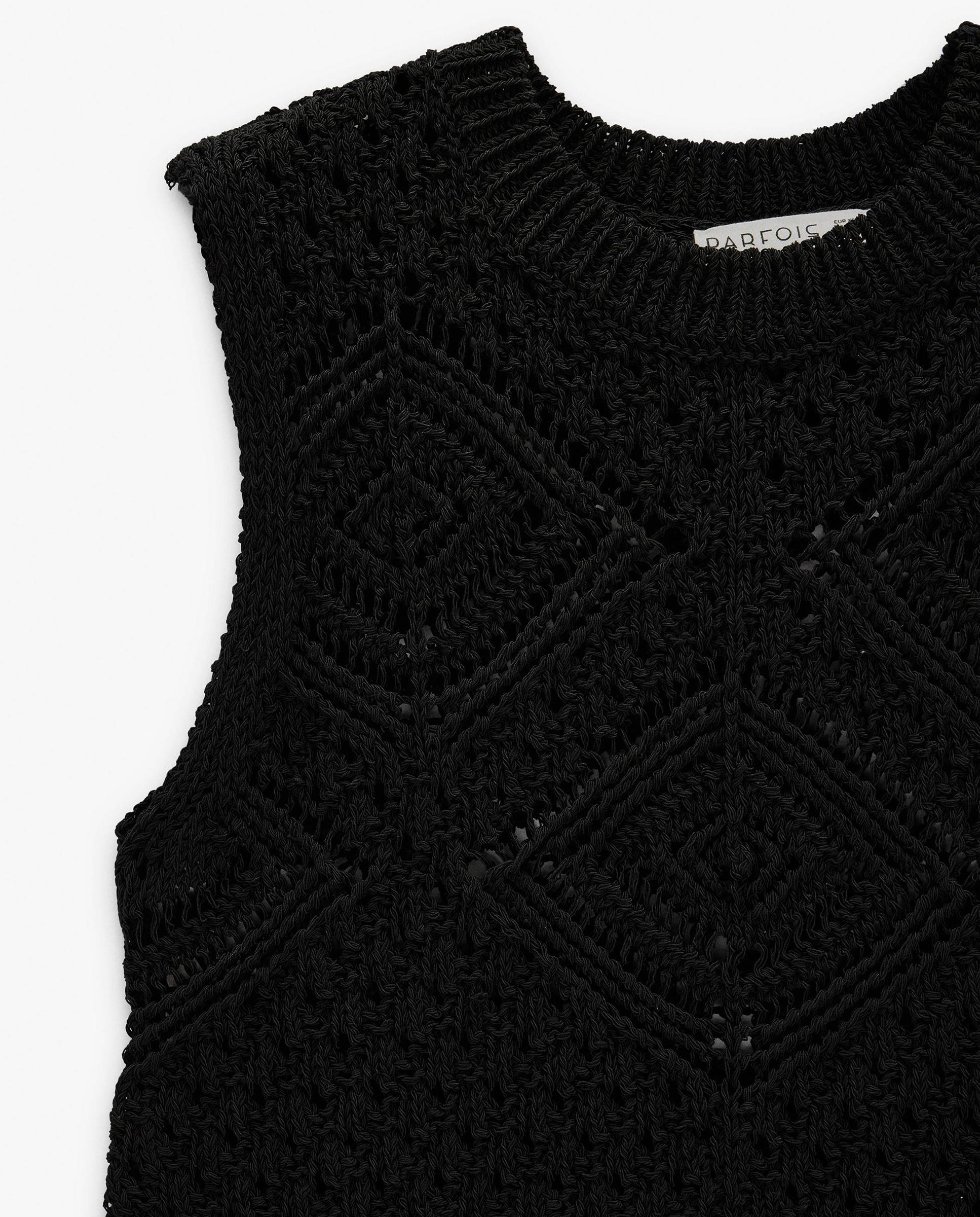 Top de mujer de crochet en liso - Parfois - Negro Negro-5