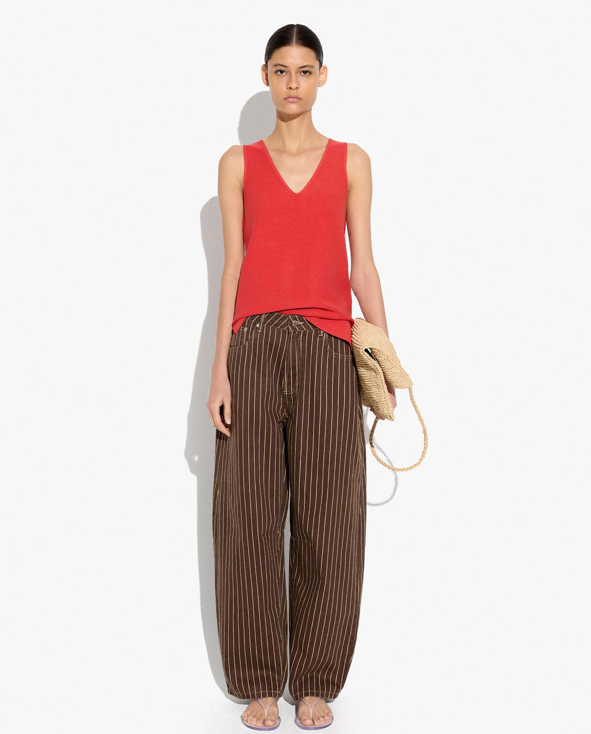 Top de mujer de punto sin mangas en liso - Parfois - Coral Coral-2