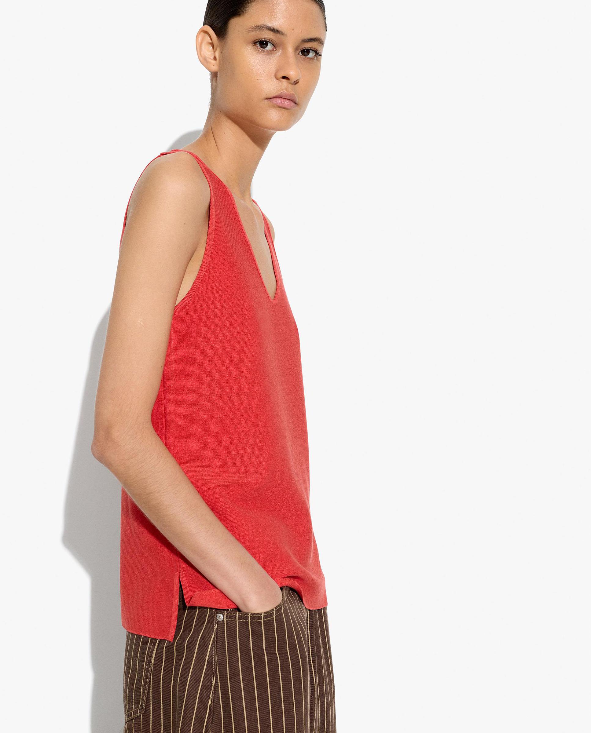 Top de mujer de punto sin mangas en liso - Parfois - Coral Coral-3