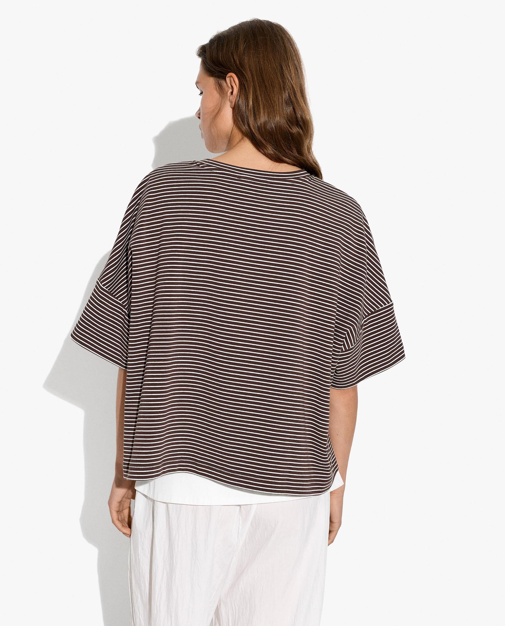 Camiseta de mujer de manga corta con estampado de rayas - Parfois - Marrón Marrón-5