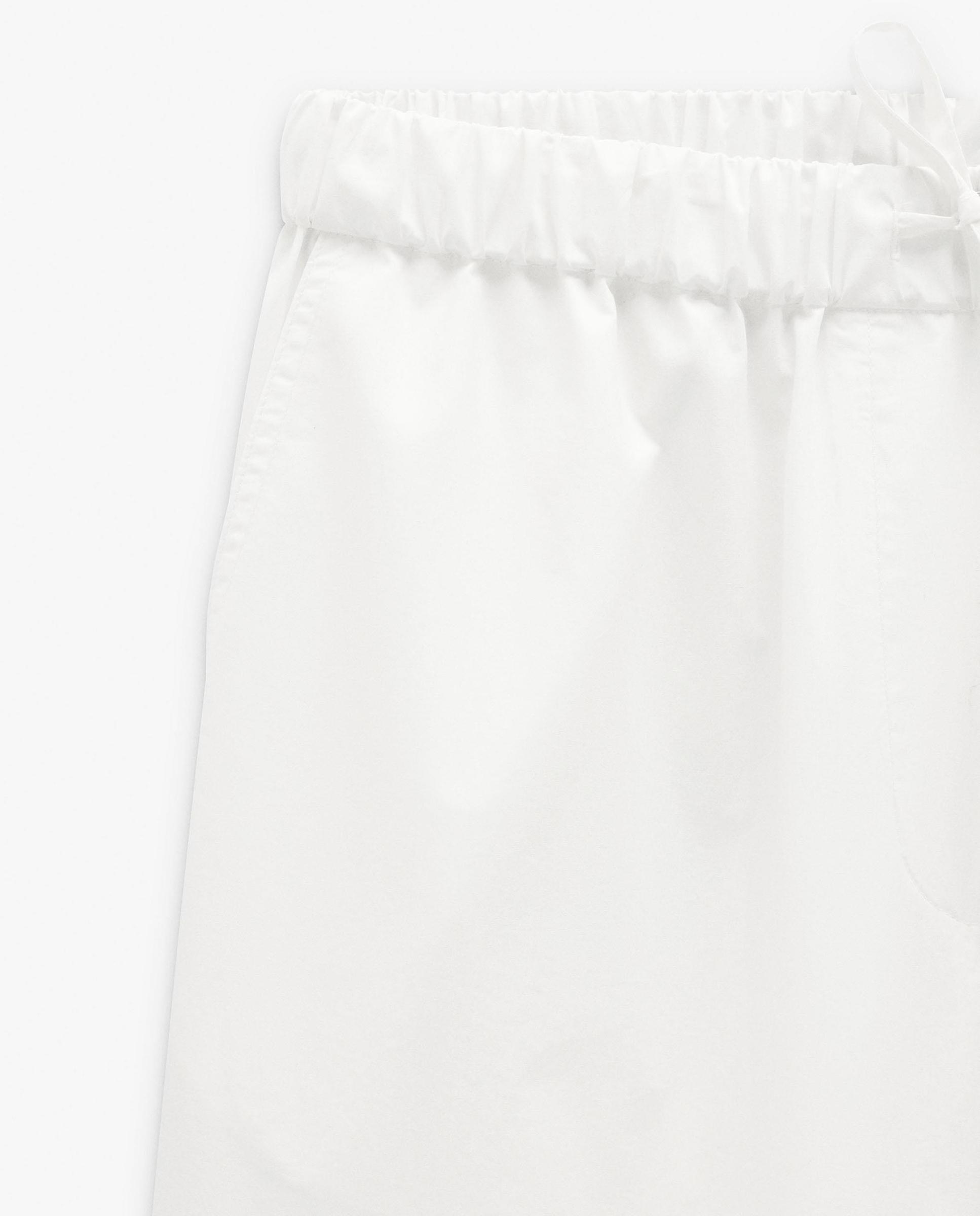 Pantalones rectos de mujer 100% algodón con cintura elástica en liso - Parfois - Blanco Blanco-5