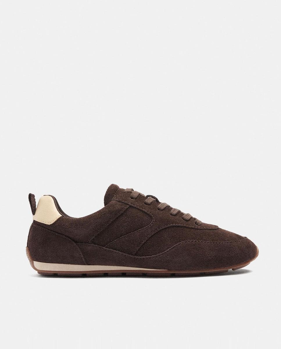 Zapatillas deportivas de mujer con suela a contraste en liso - Parfois - Marrón oscuro Marrón oscuro-1