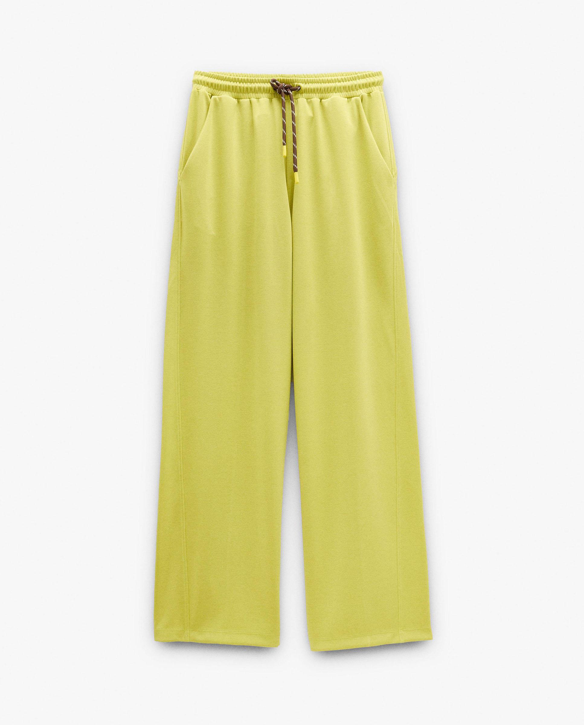 Pantalones rectos de mujer con cintura elástica en liso - Parfois - Lima Lima-6