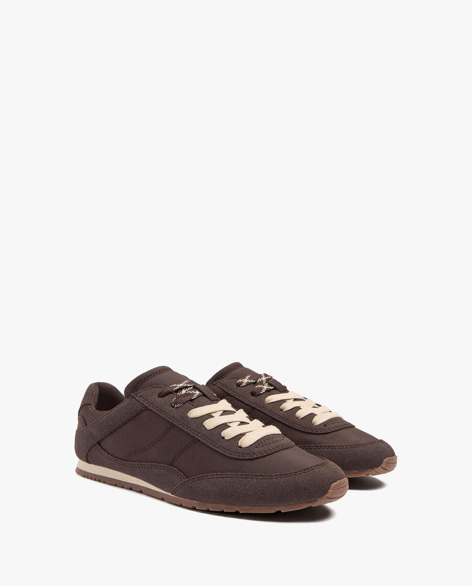 Zapatillas deportivas de mujer con cierre de cordones en liso - Parfois - Marrón oscuro Marrón oscuro-2
