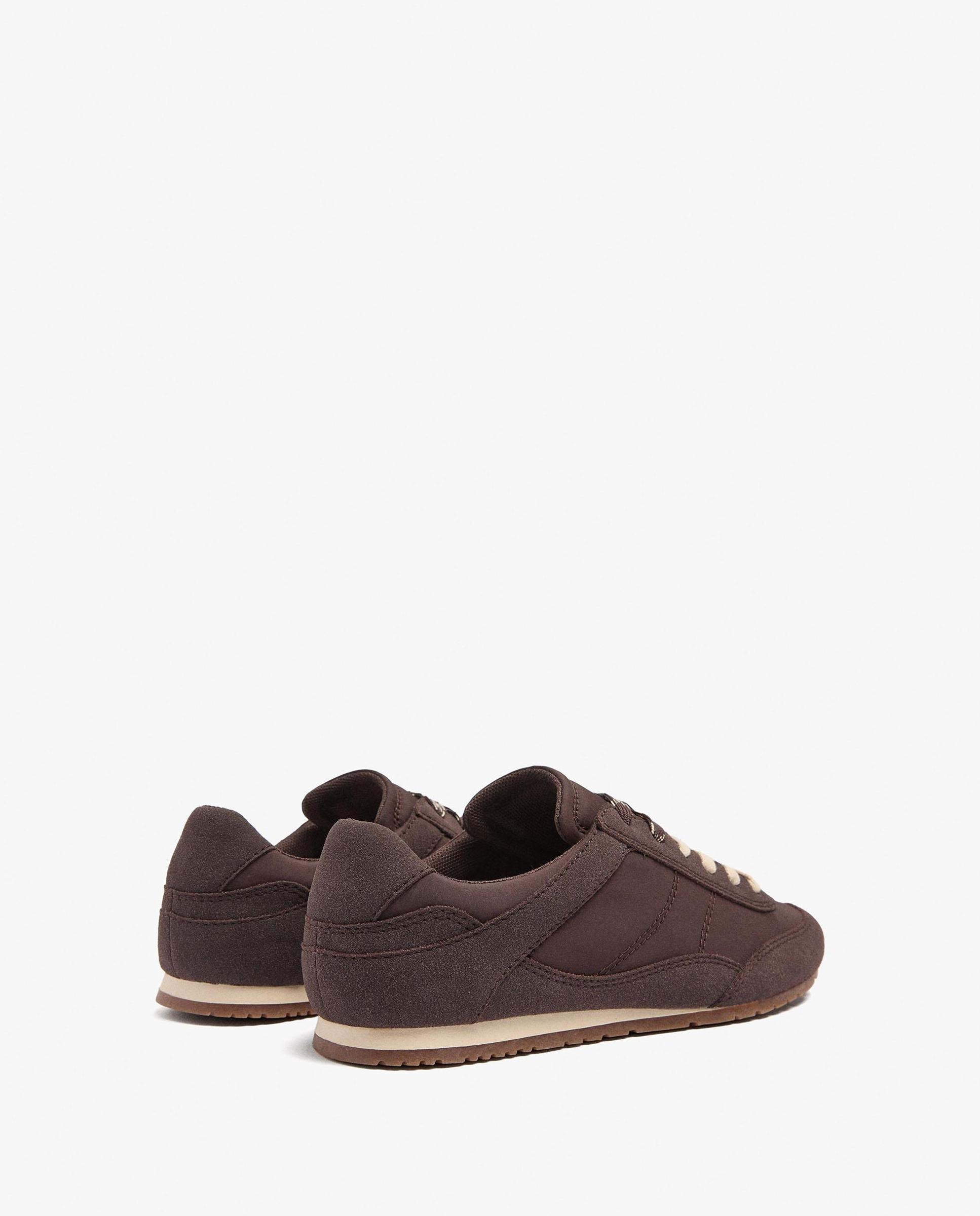 Zapatillas deportivas de mujer con cierre de cordones en liso - Parfois - Marrón oscuro Marrón oscuro-4