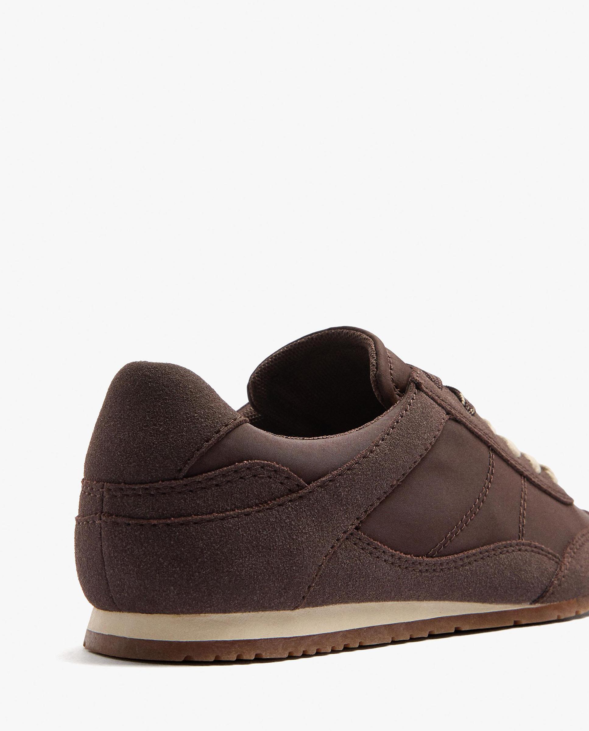 Zapatillas deportivas de mujer con cierre de cordones en liso - Parfois - Marrón oscuro Marrón oscuro-5