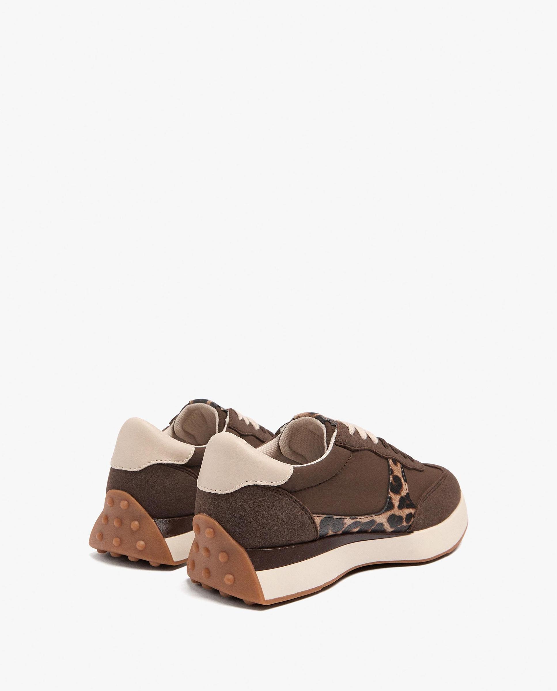 Zapatillas deportivas de mujer con detalle de animal print a contraste - Parfois - Marrón oscuro Marrón oscuro-4