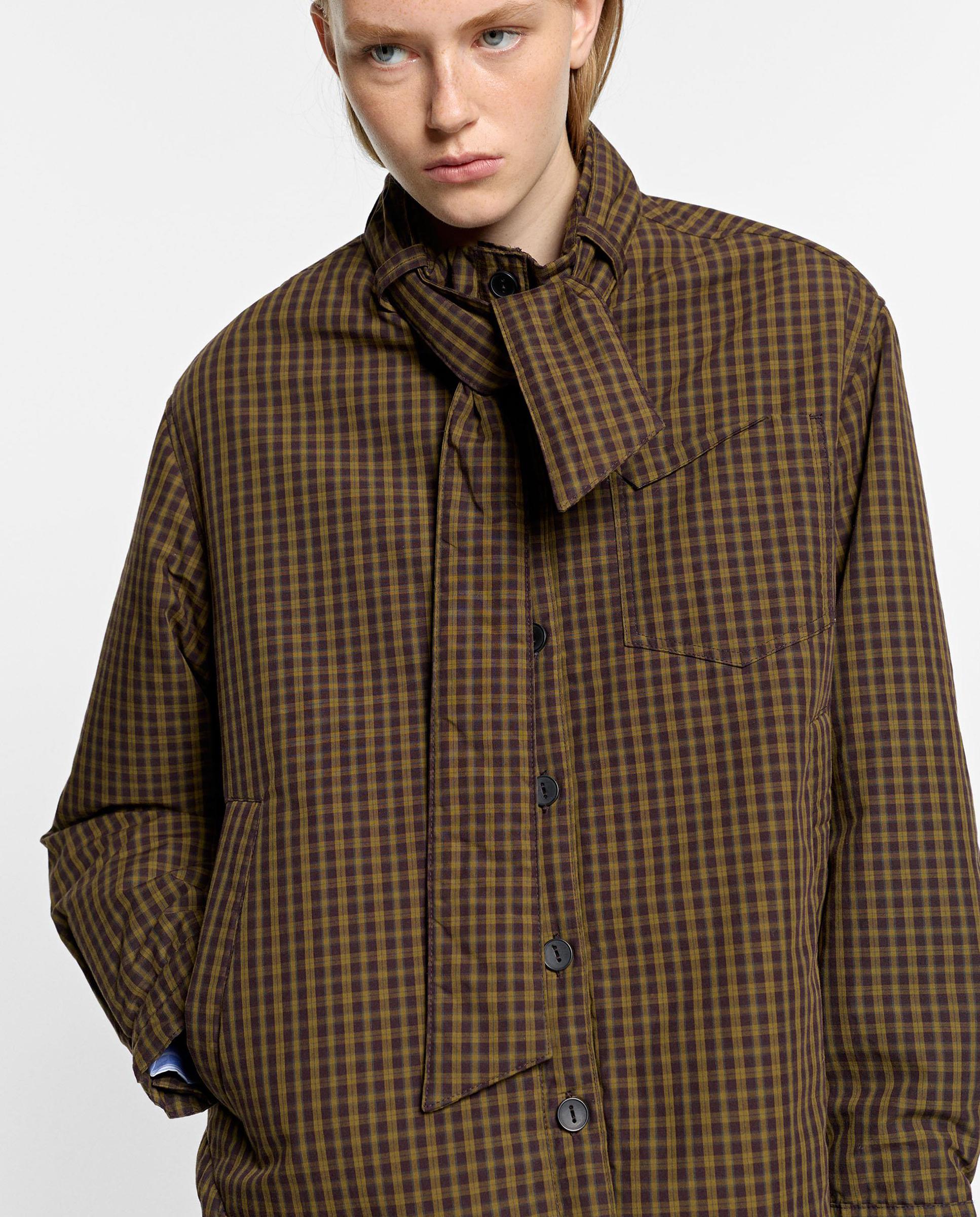 Chaqueta de mujer 100% algodón con cierre de botones y pañuelo extraíble - Parfois - Marrón oscuro Marrón oscuro-1