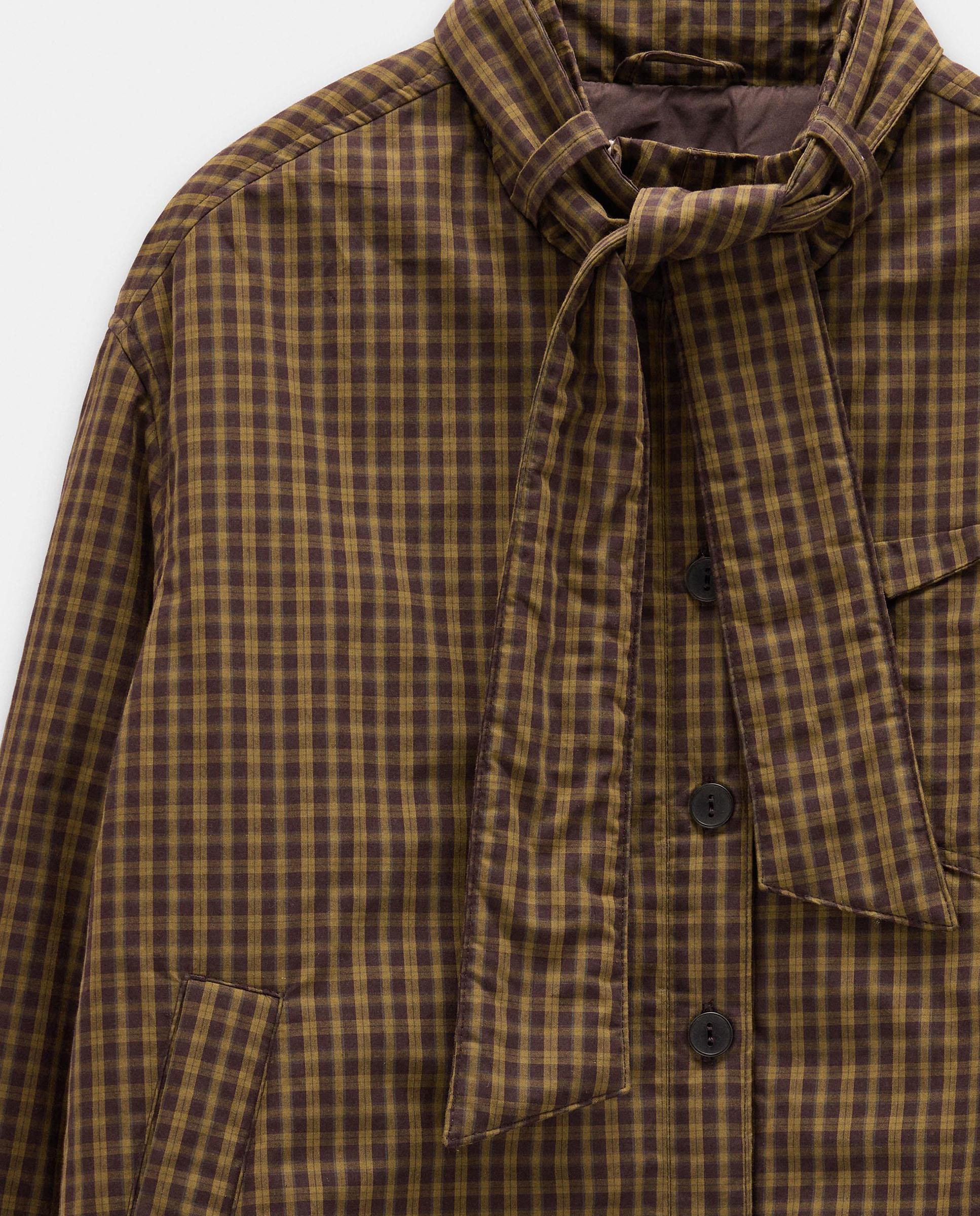 Chaqueta de mujer 100% algodón con cierre de botones y pañuelo extraíble - Parfois - Marrón oscuro Marrón oscuro-6