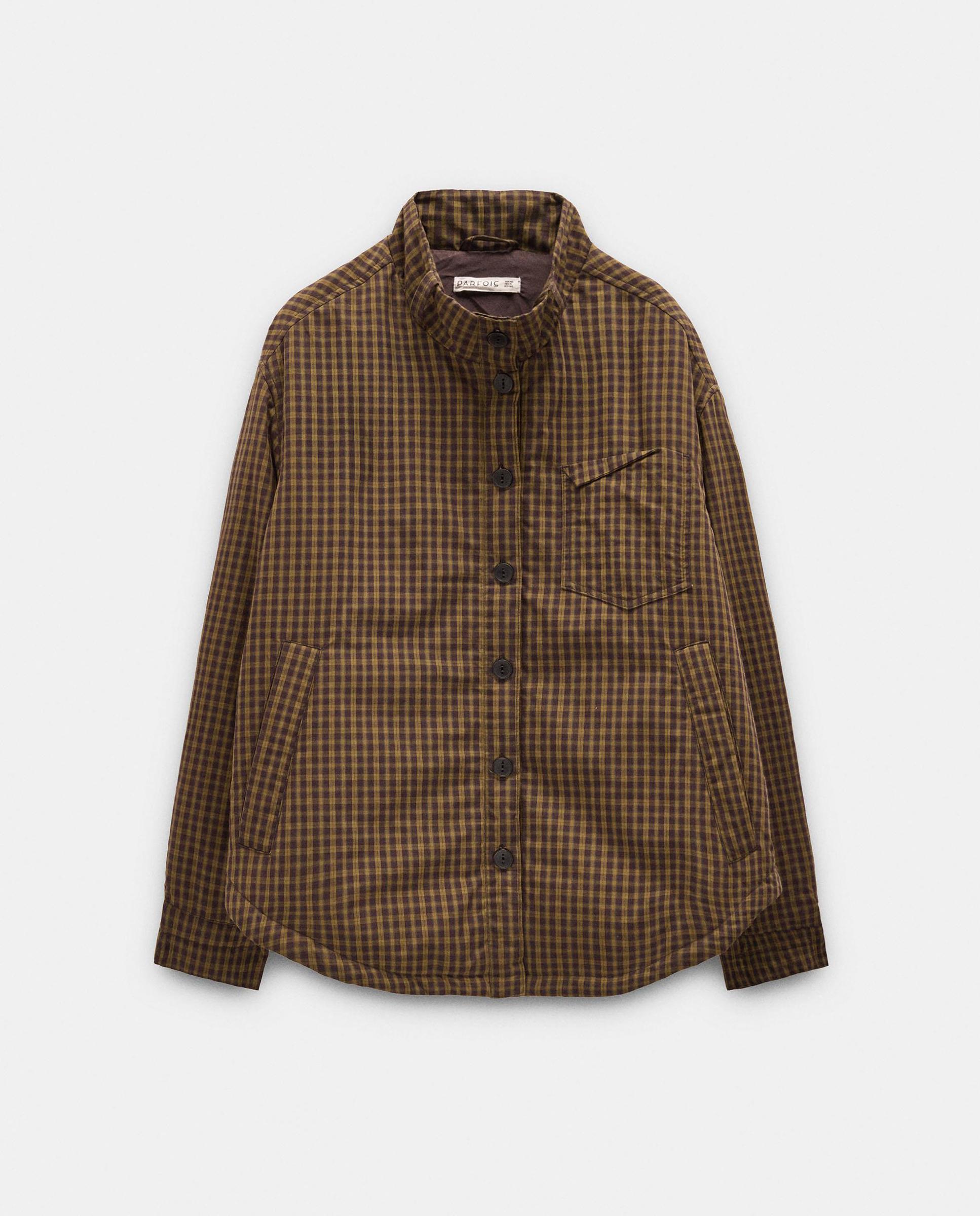 Chaqueta de mujer 100% algodón con cierre de botones y pañuelo extraíble - Parfois - Marrón oscuro Marrón oscuro-8