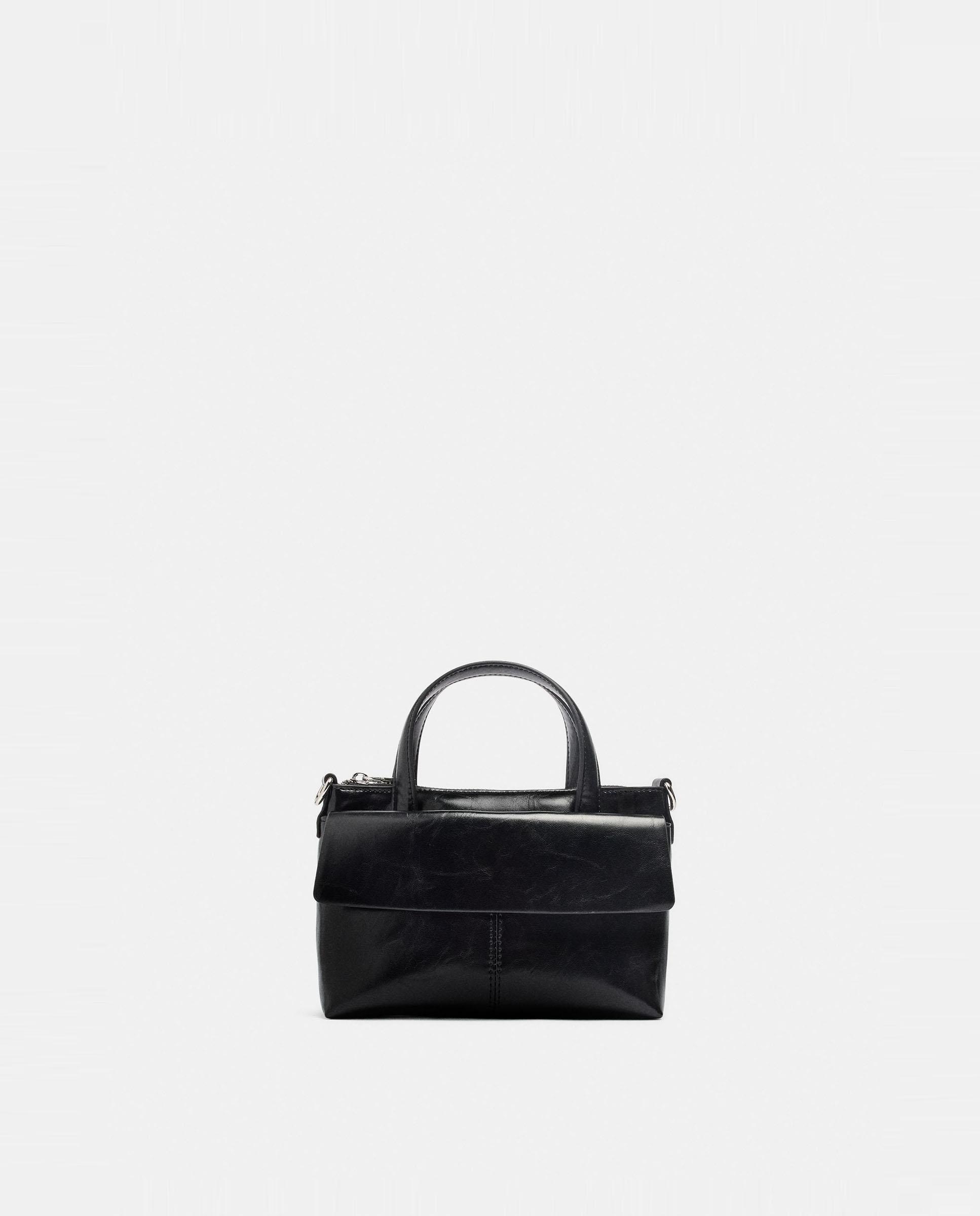 Bolso de mano estilo tote convertible a bandolera con cierre de cremallera en liso - Parfois - Negro Negro-1