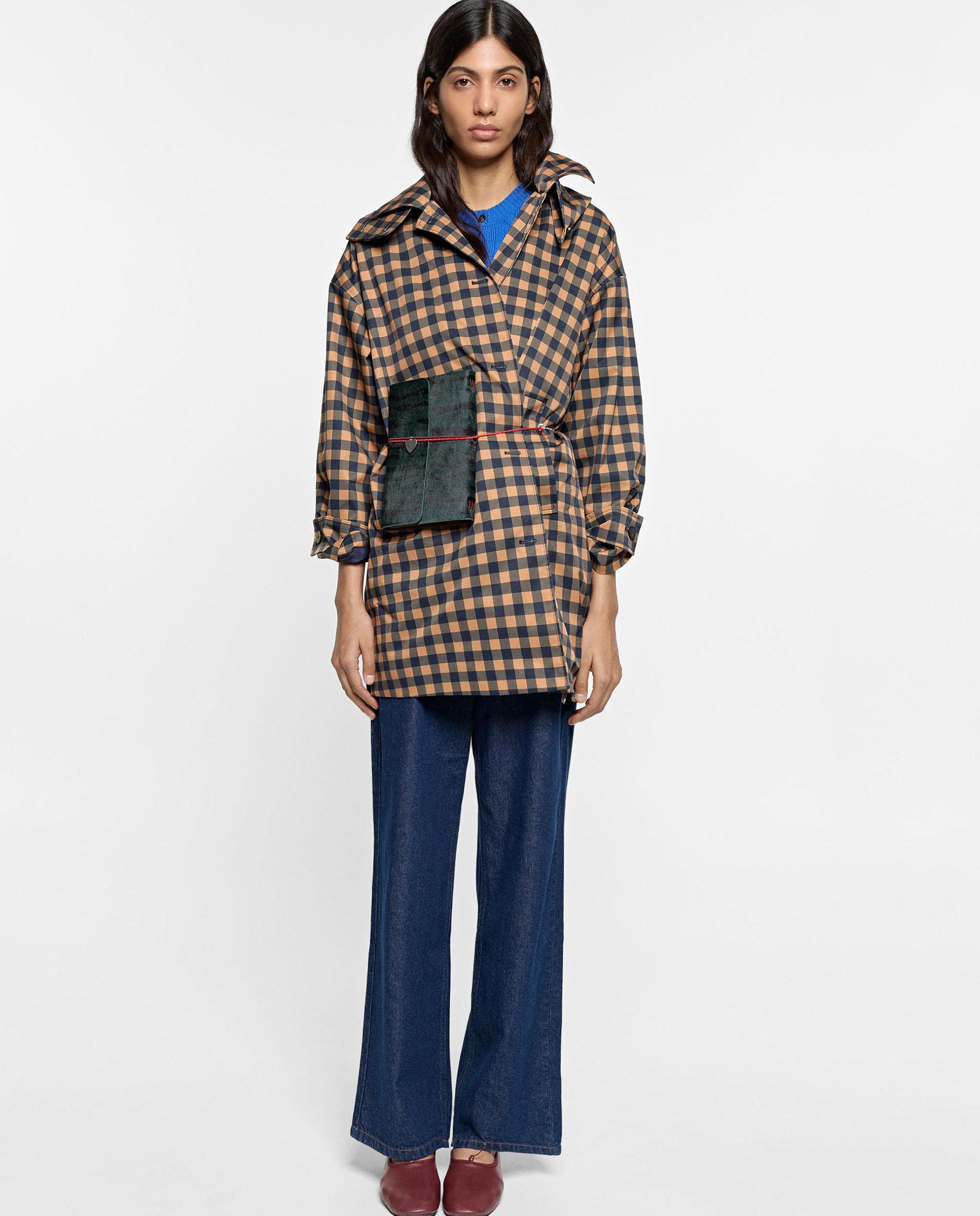 Parka de mujer con estampado de cuadros y solapas - Parfois - Multicolor Multicolor-1