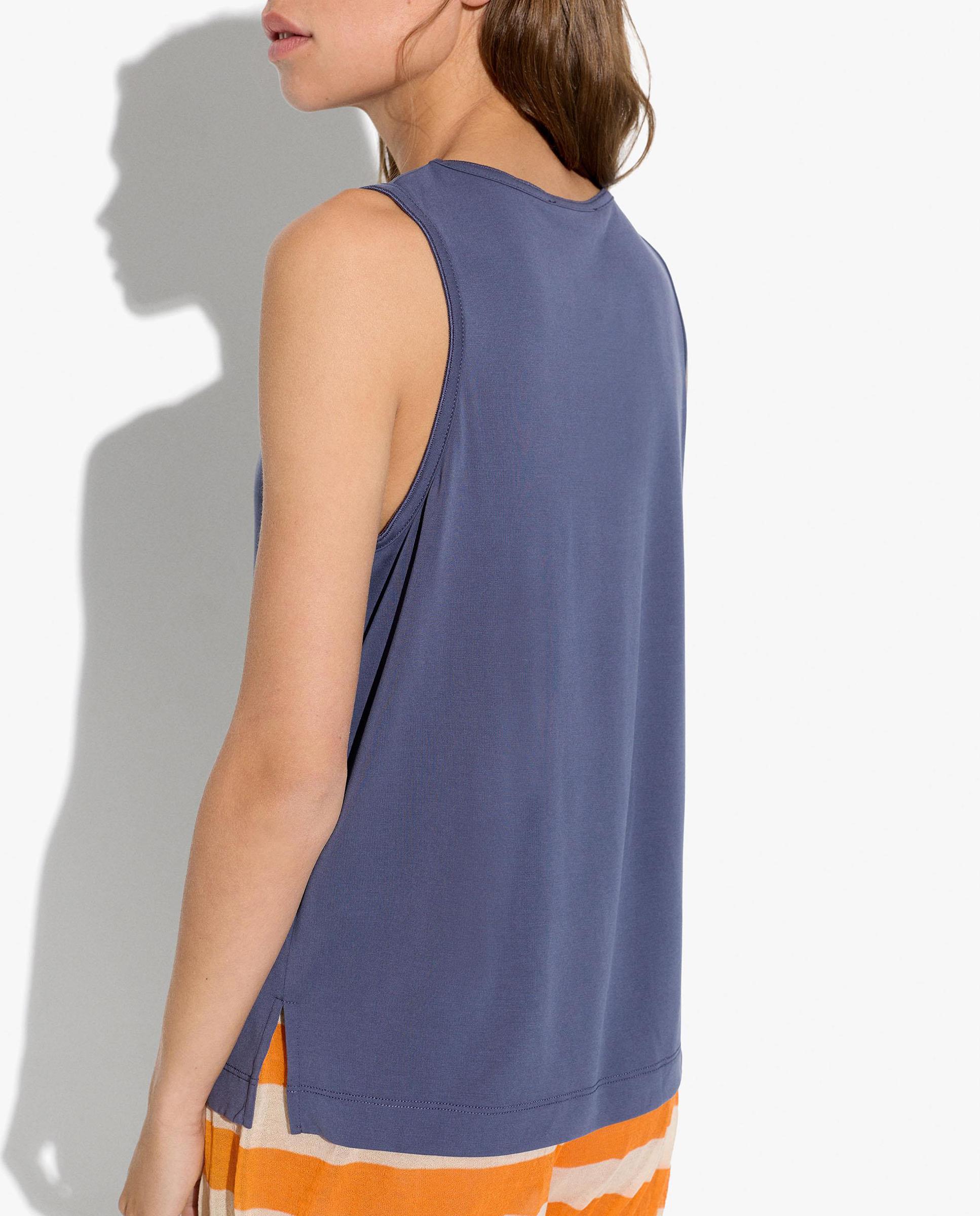Top de mujer sin mangas con cuello pico en liso - Parfois - Azul marino Azul marino-4
