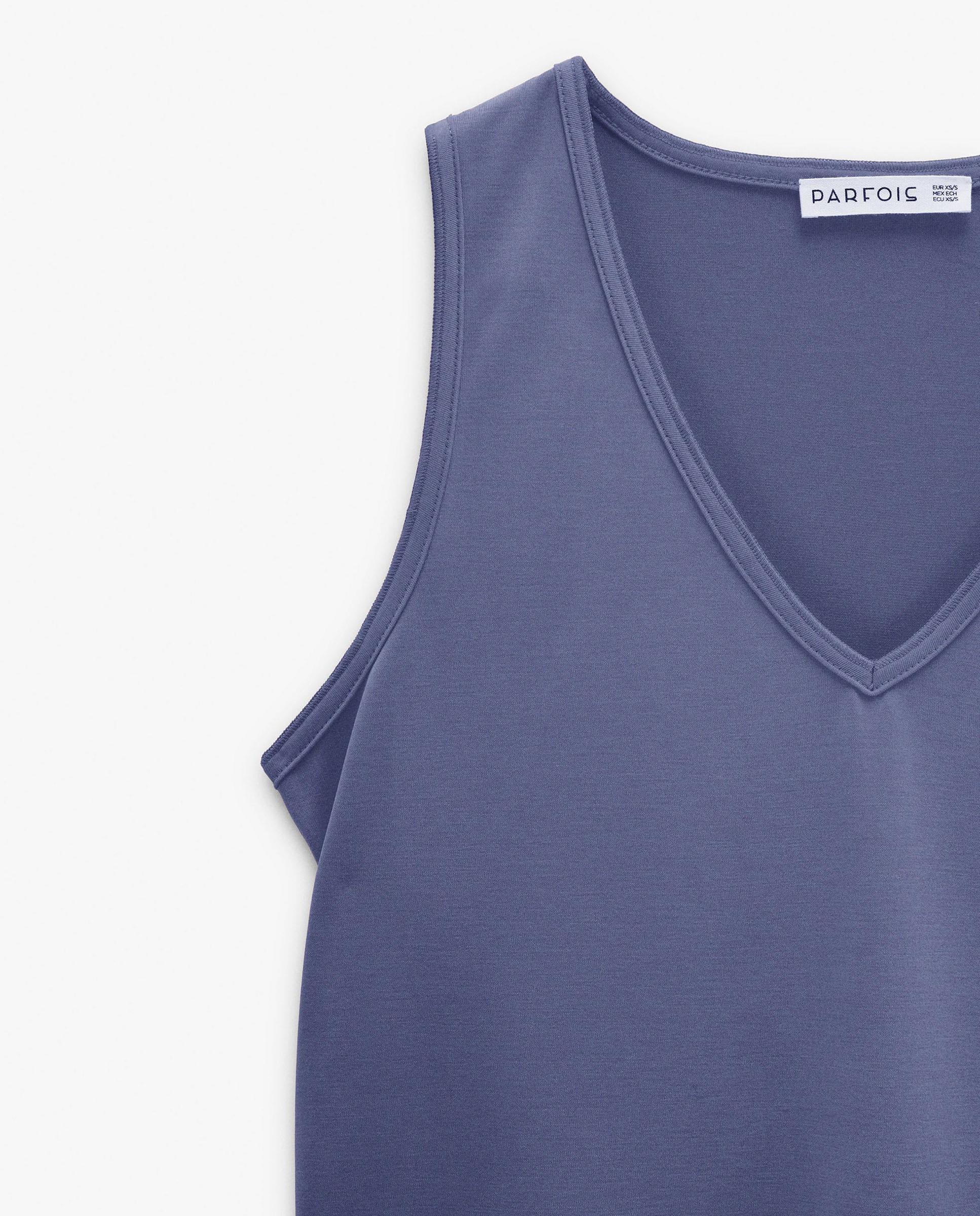 Top de mujer sin mangas con cuello pico en liso - Parfois - Azul marino Azul marino-5