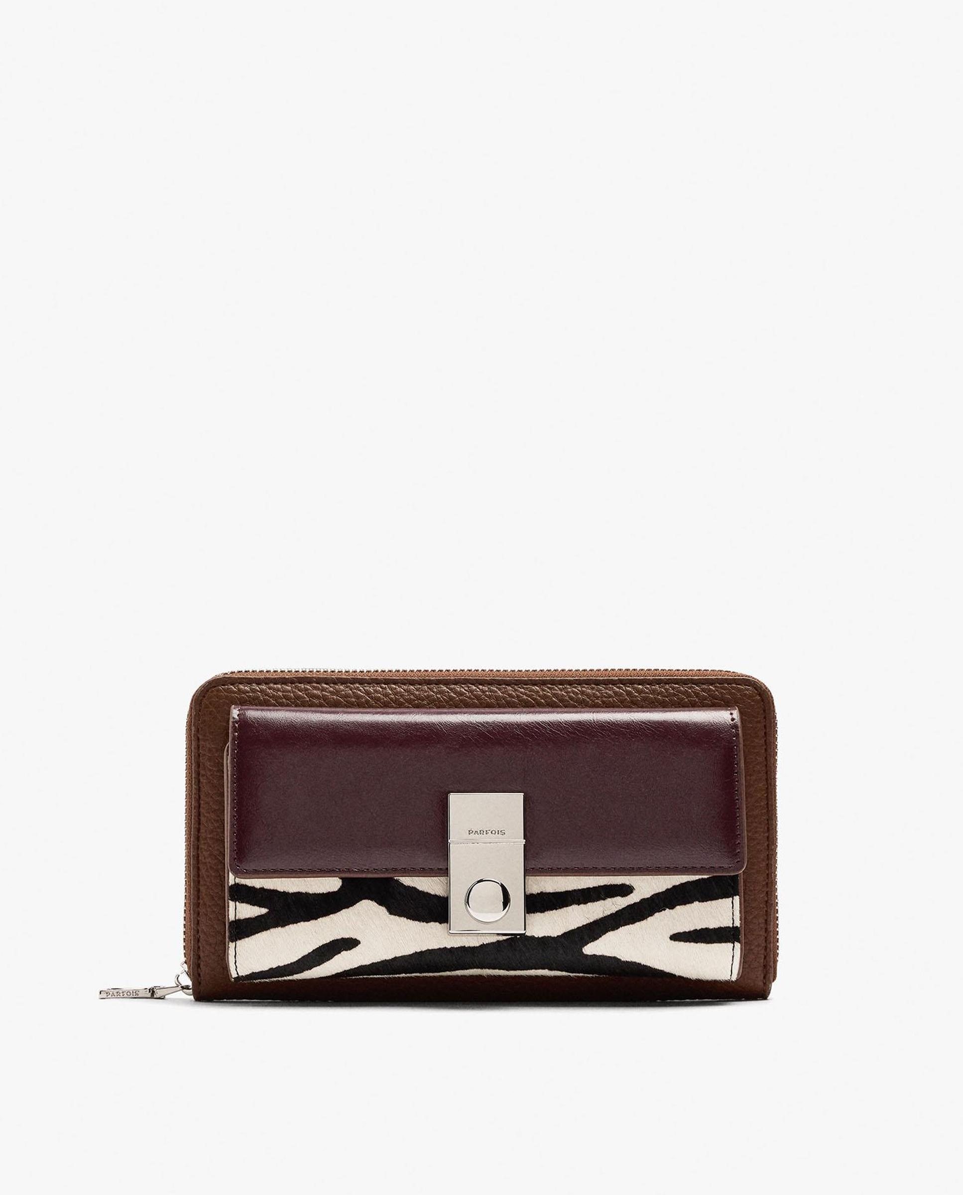 Cartera de mujer grande con cierre de cremallera y estampado animal print - Parfois - Multicolor Multicolor-1