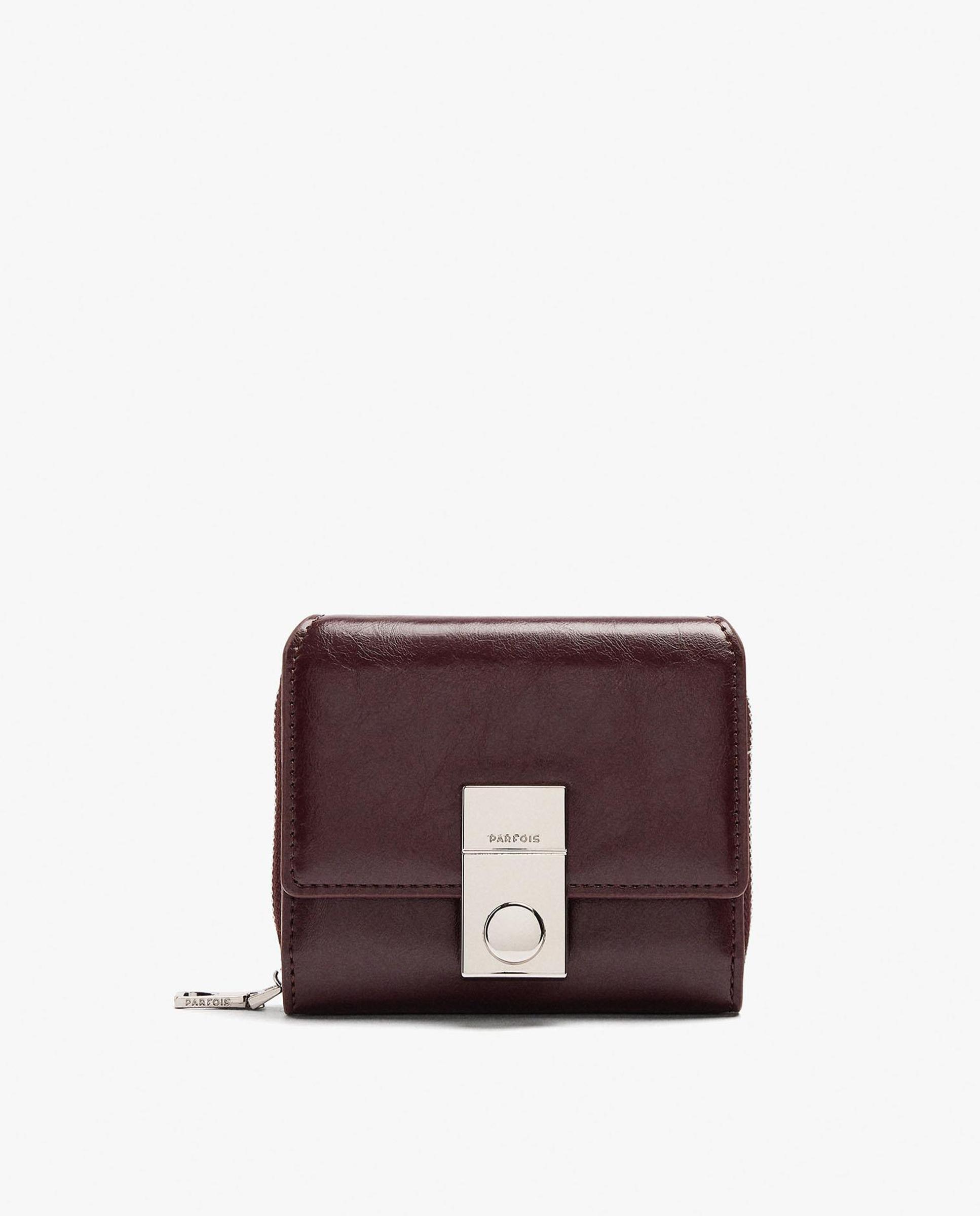 Cartera de mujer pequeña con cierre de cremallera en liso - Parfois - Burdeos Burdeos-1