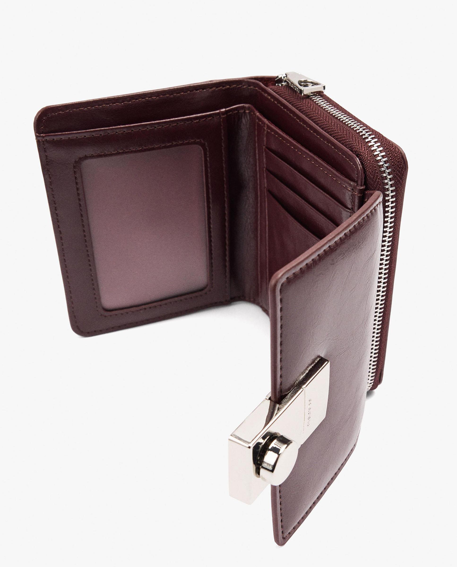Cartera de mujer pequeña con cierre de cremallera en liso - Parfois - Burdeos Burdeos-4