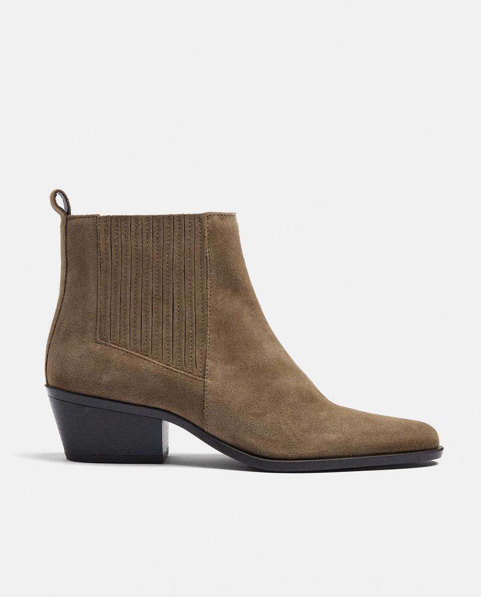 Botines básicos de mujer 100% piel con cierre elástico en liso - Parfois - Beige Beige-3