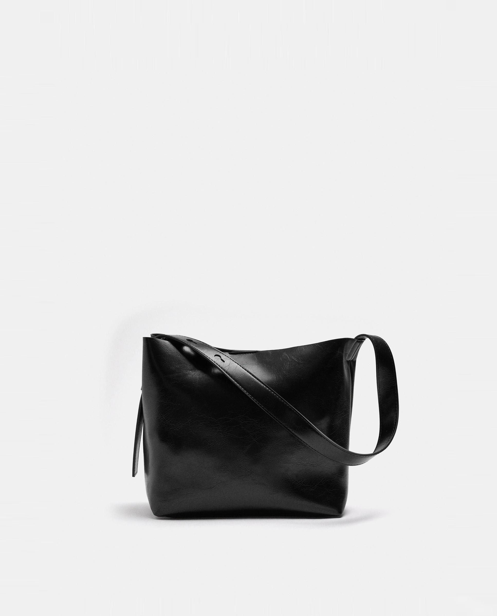 Bolso de hombro con cierre de imán en liso - Parfois - Negro Negro-1