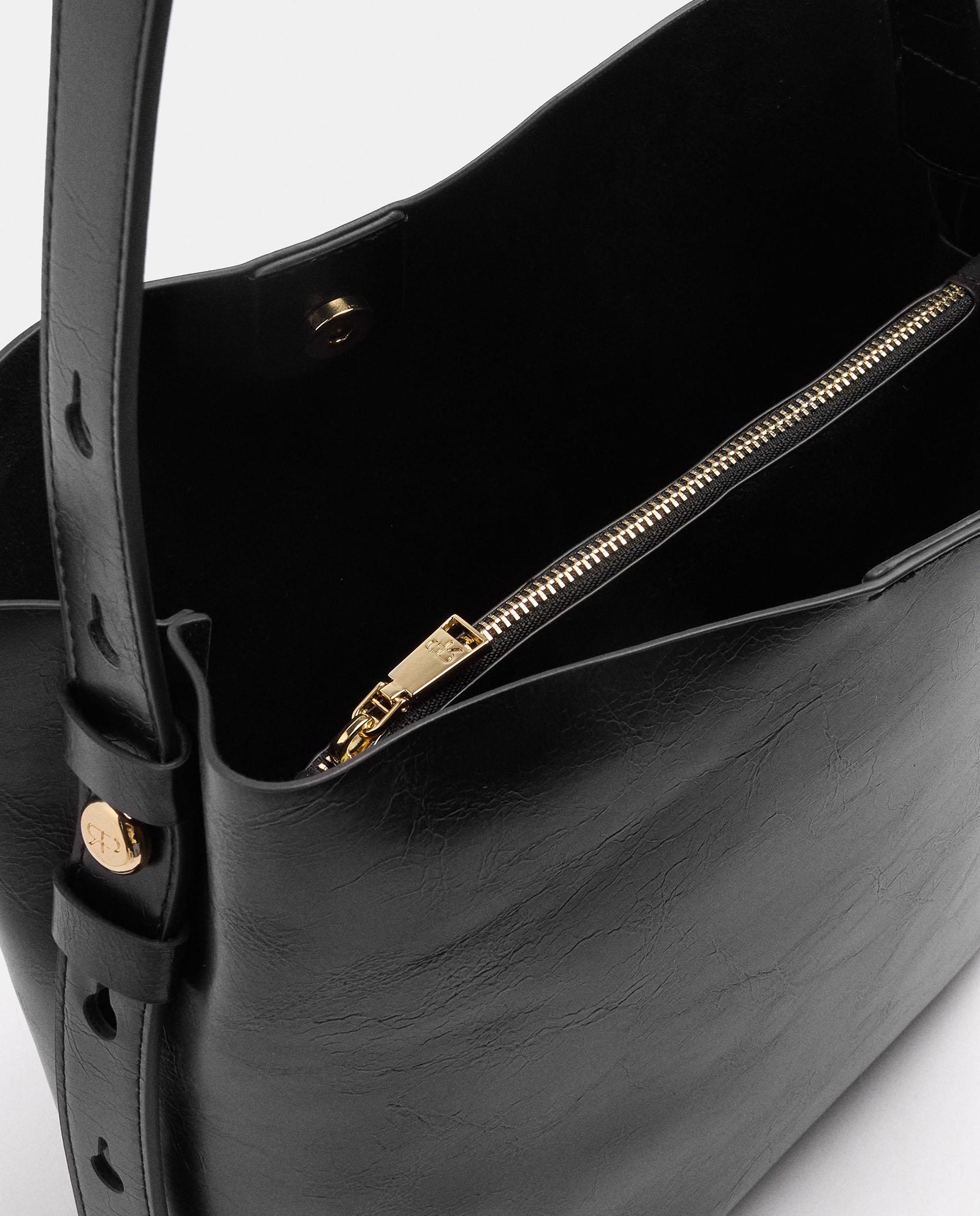 Bolso de hombro con cierre de imán en liso - Parfois - Negro Negro-4
