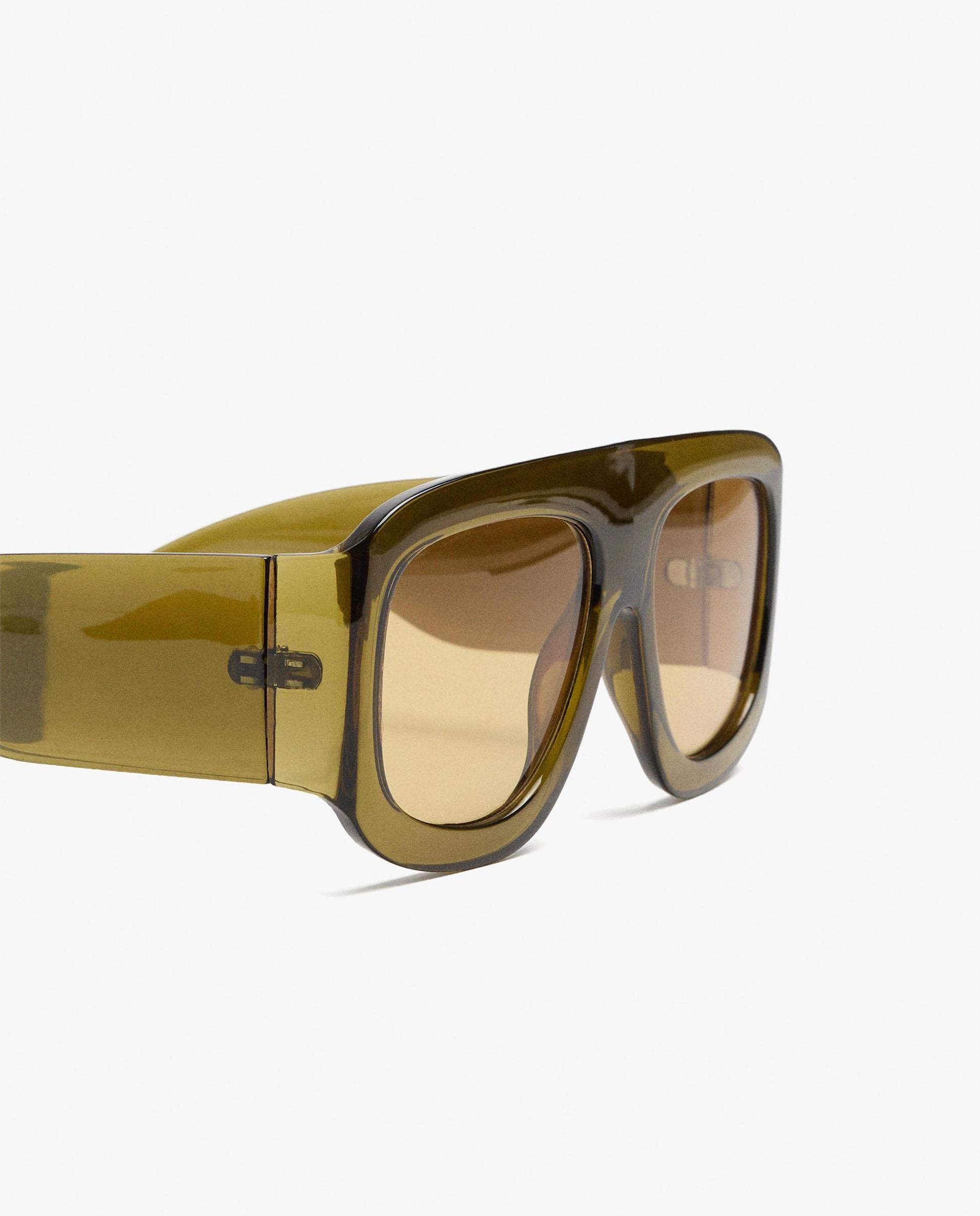 Gafas de sol de mujer con protección uv y forma rectangular en liso - Parfois - Verde Verde-3