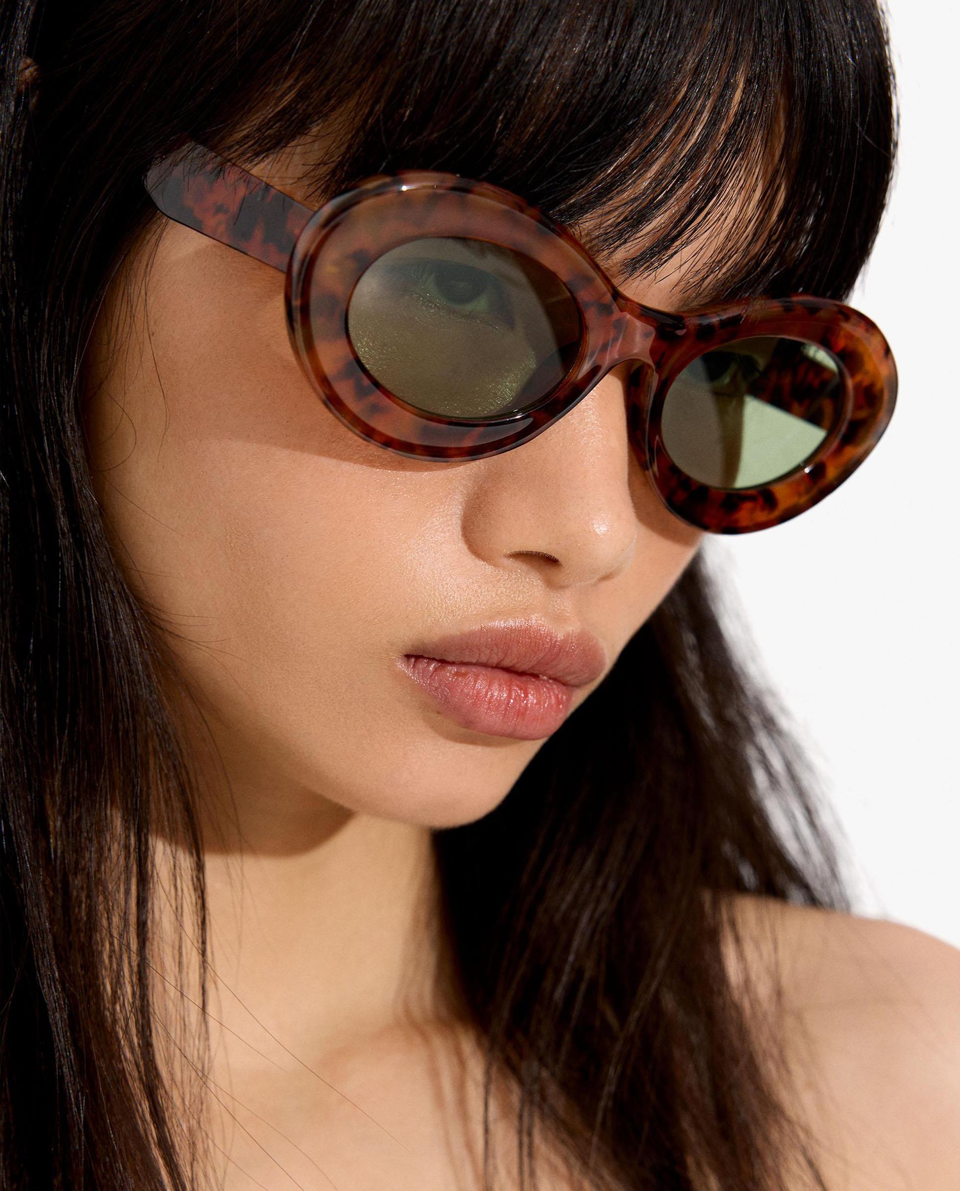 Gafas de sol de mujer con protección uv y forma redonda con estampado animal print - Parfois - Marrón Marrón-2