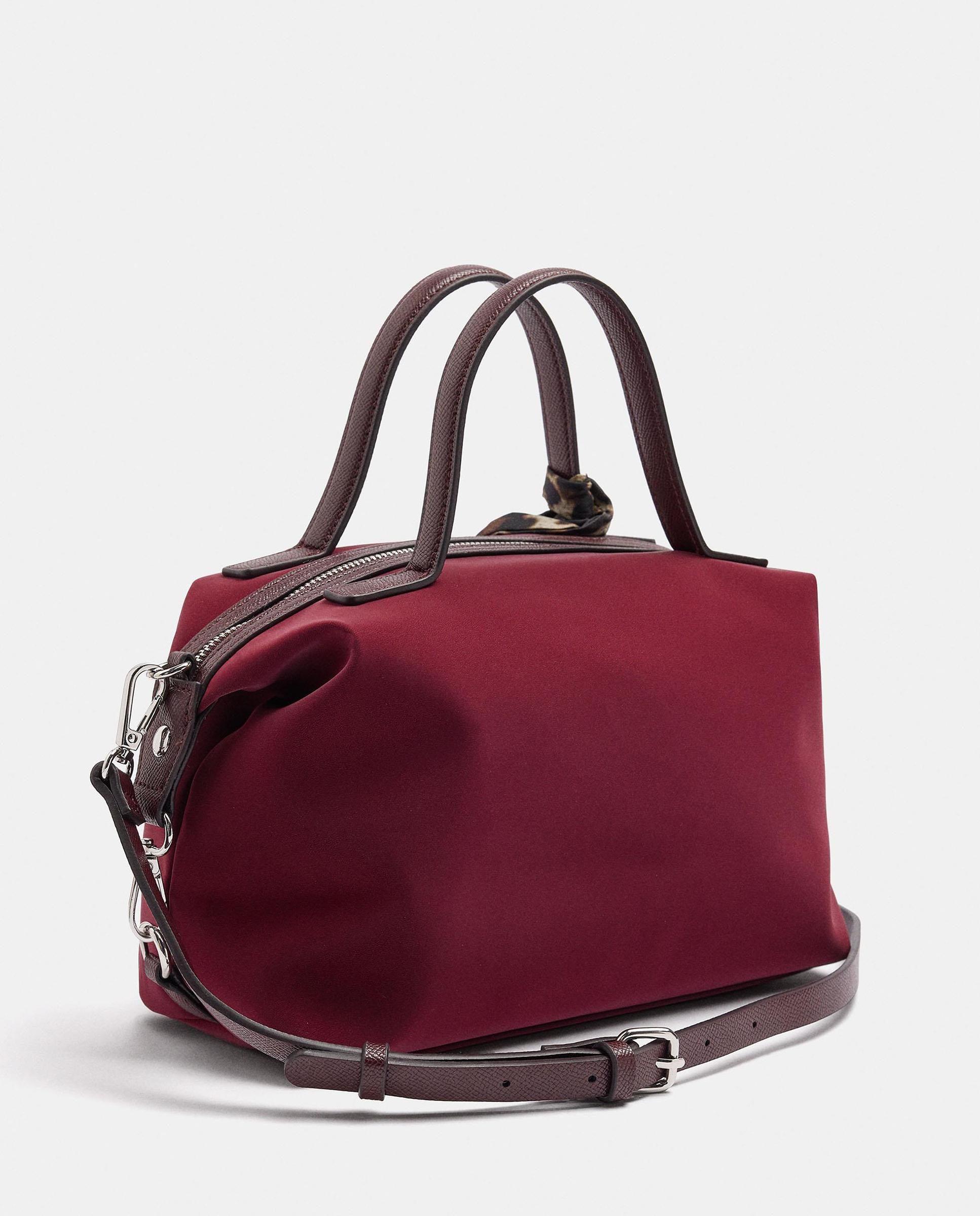 Bolso de mano estilo tote convertible a bandolera con cierre de cremallera en liso - Parfois - Burdeos Burdeos-2