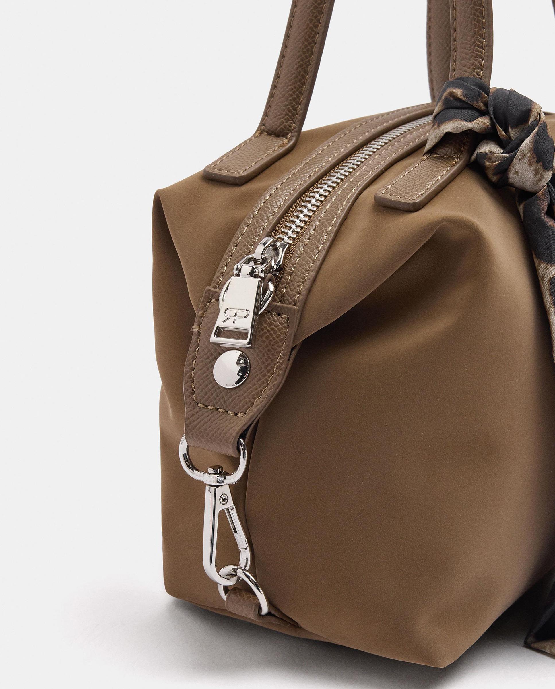Bolso de mano estilo tote convertible a bandolera con cierre de cremallera en liso - Parfois - Kaki Kaki-3