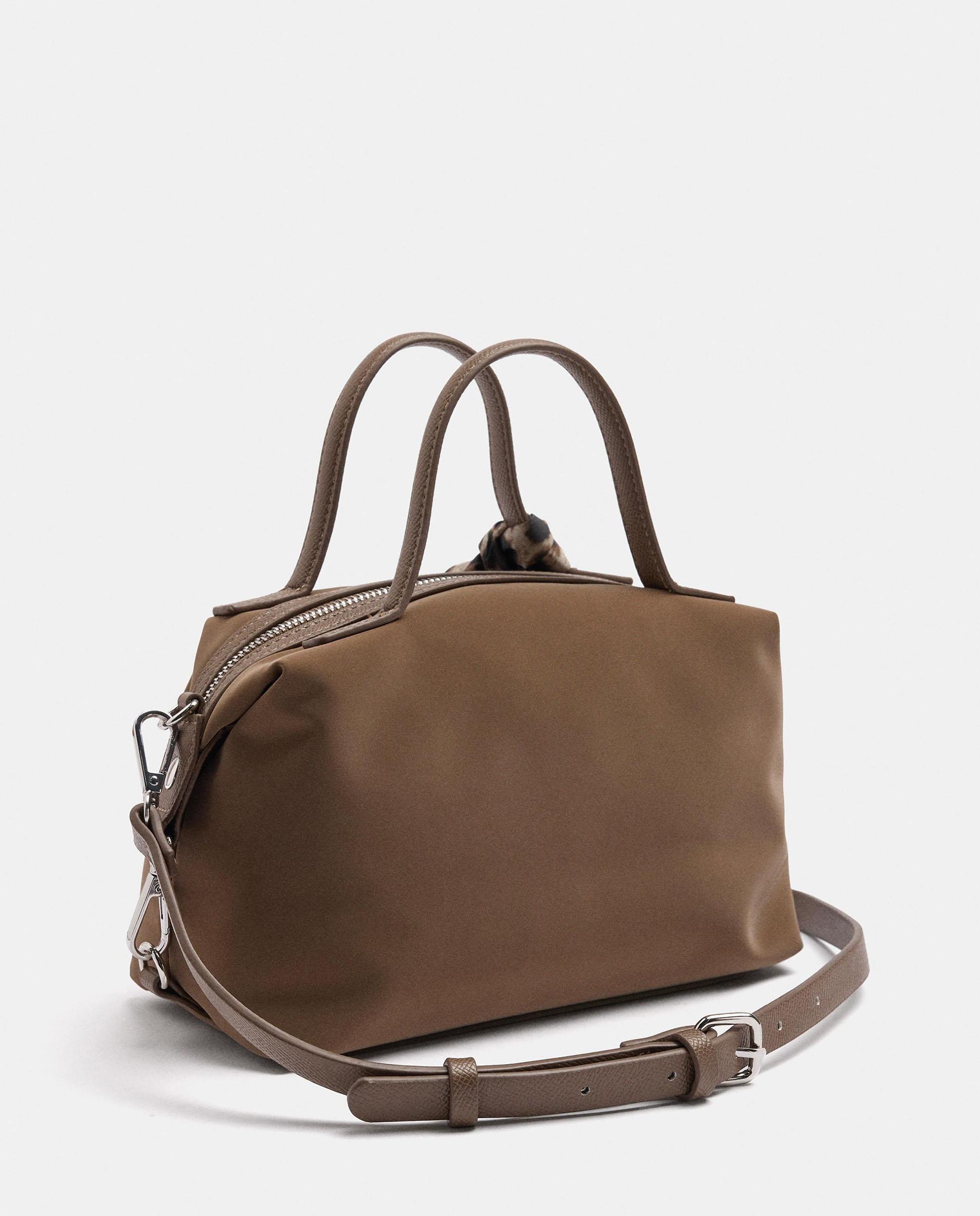 Bolso de mano estilo tote convertible a bandolera con cierre de cremallera en liso - Parfois - Kaki Kaki-2