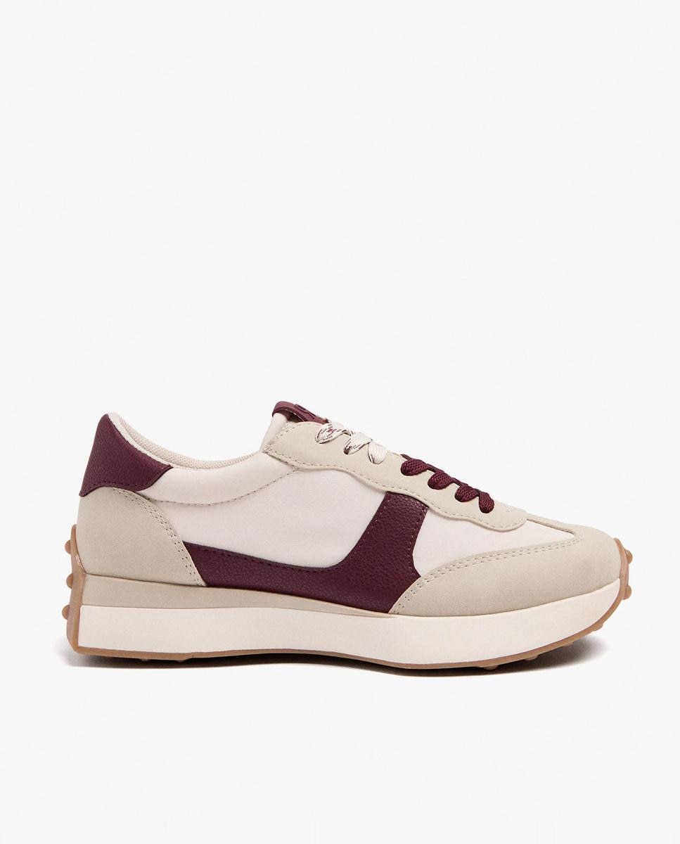 Zapatillas deportivas de mujer con detalle lateral en liso - Parfois - Beige Beige-1